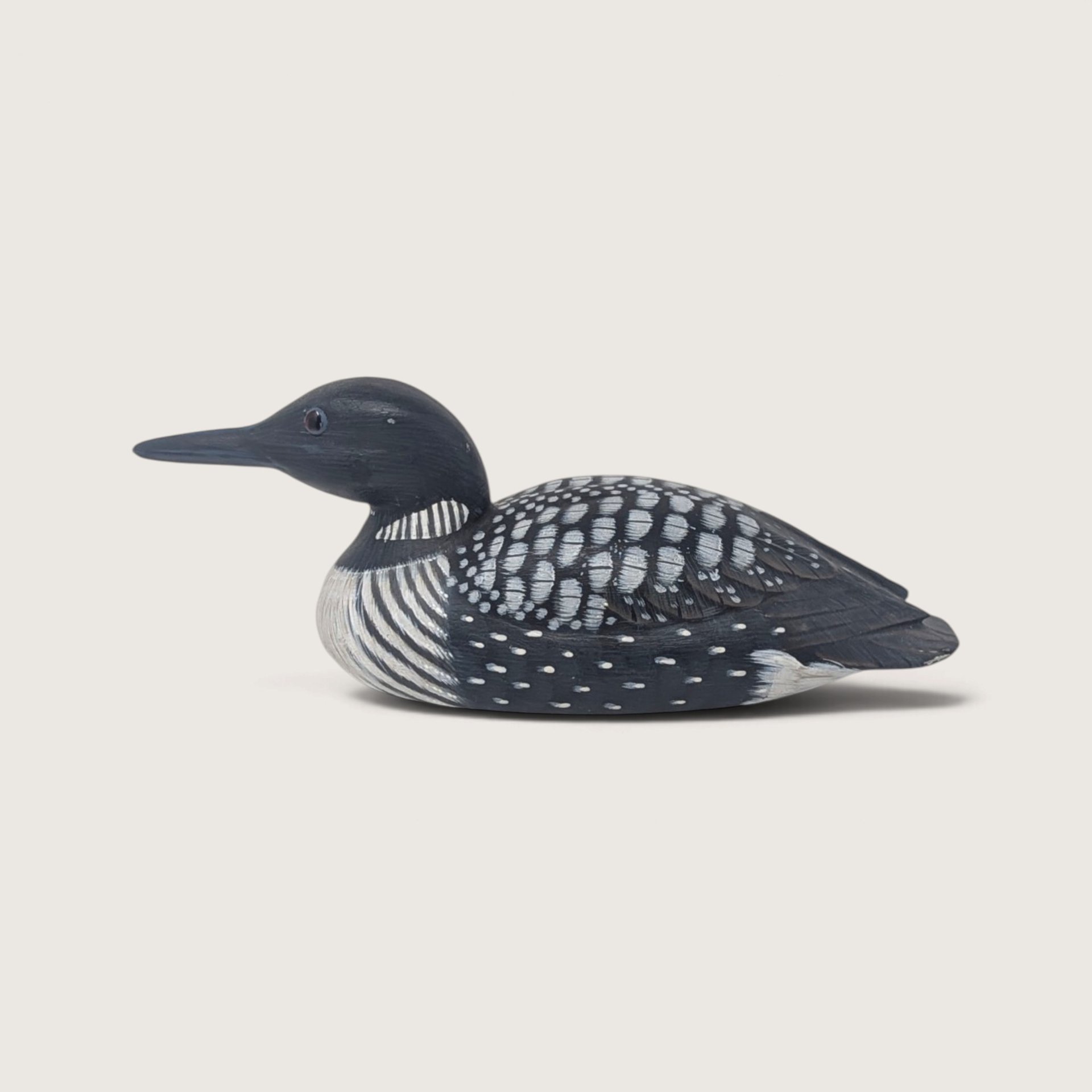 Vintage Set of 3 Loon Figurines Carved Wood and Ceramic