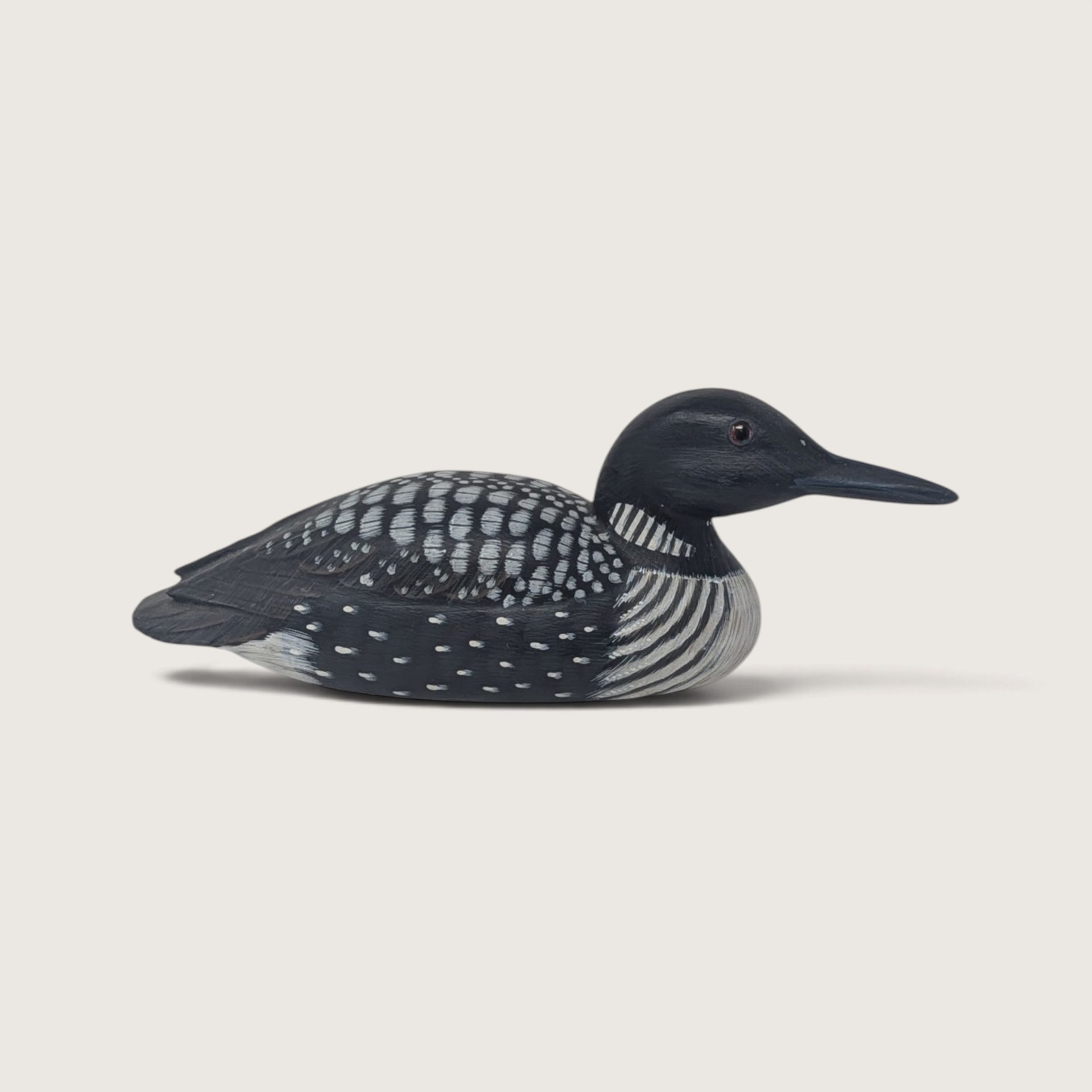 Vintage Set of 3 Loon Figurines Carved Wood and Ceramic