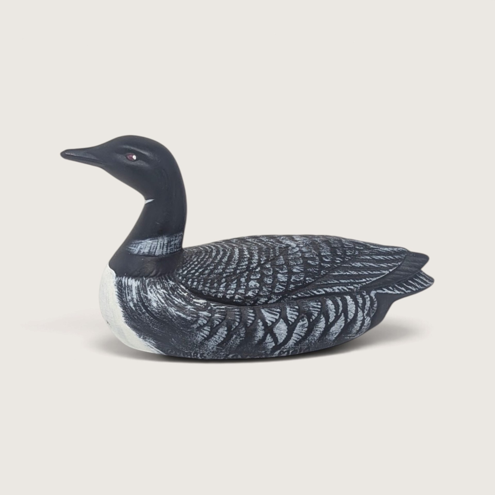 Vintage Set of 3 Loon Figurines Carved Wood and Ceramic