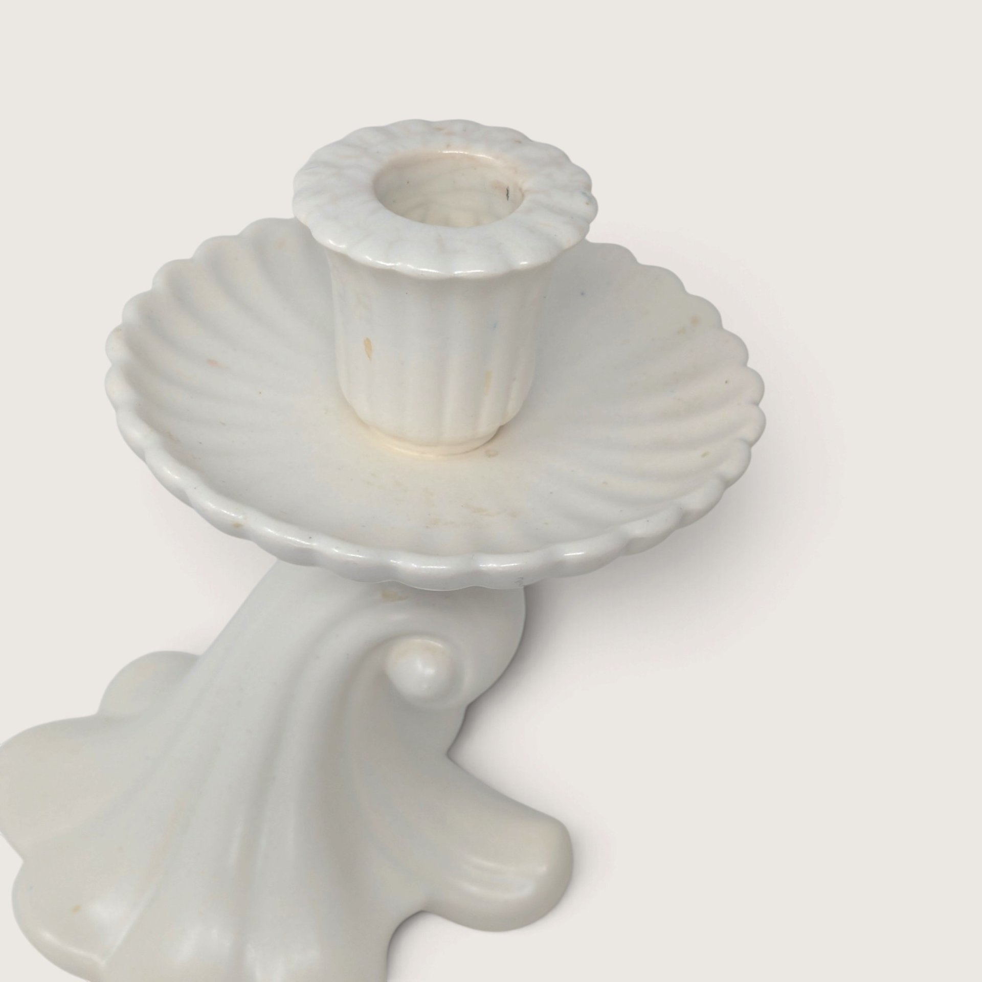 Vintage Red Wing 1197 Ceramic Candle Holder Pair White Taper Holders