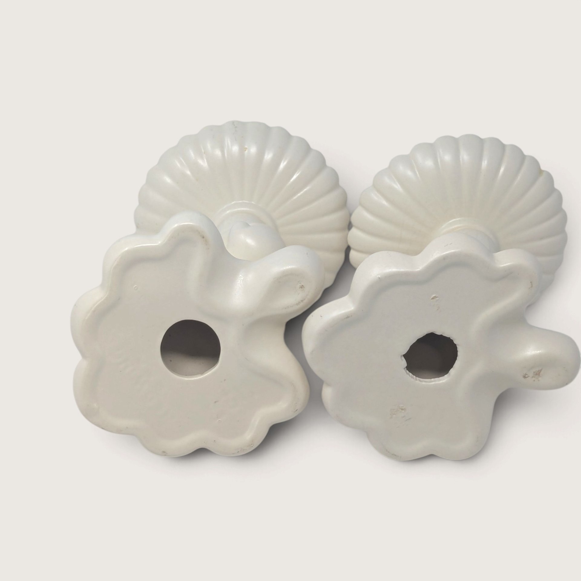 Vintage Red Wing 1197 Ceramic Candle Holder Pair White Taper Holders