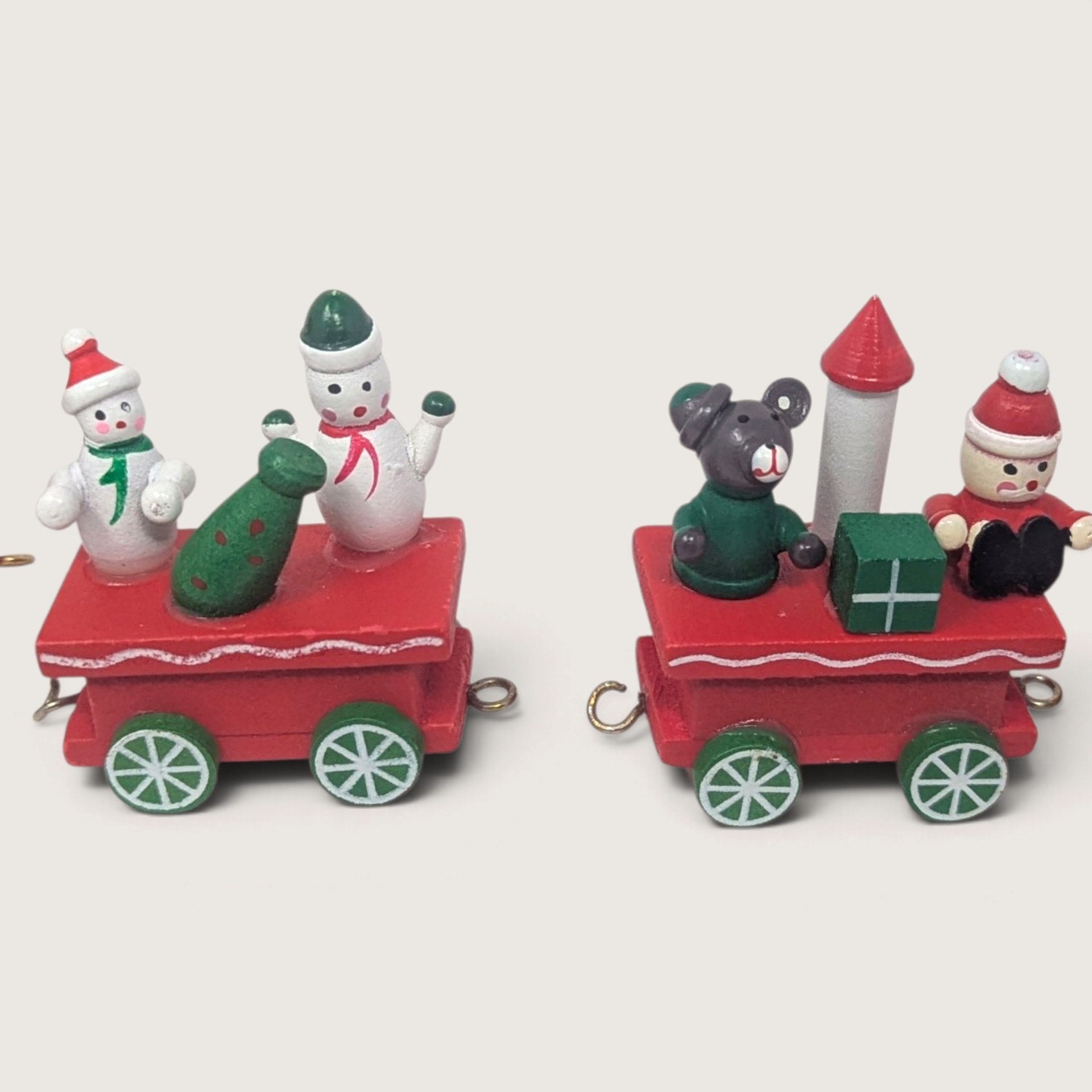 Vintage Small Wooden Christmas Train Set 