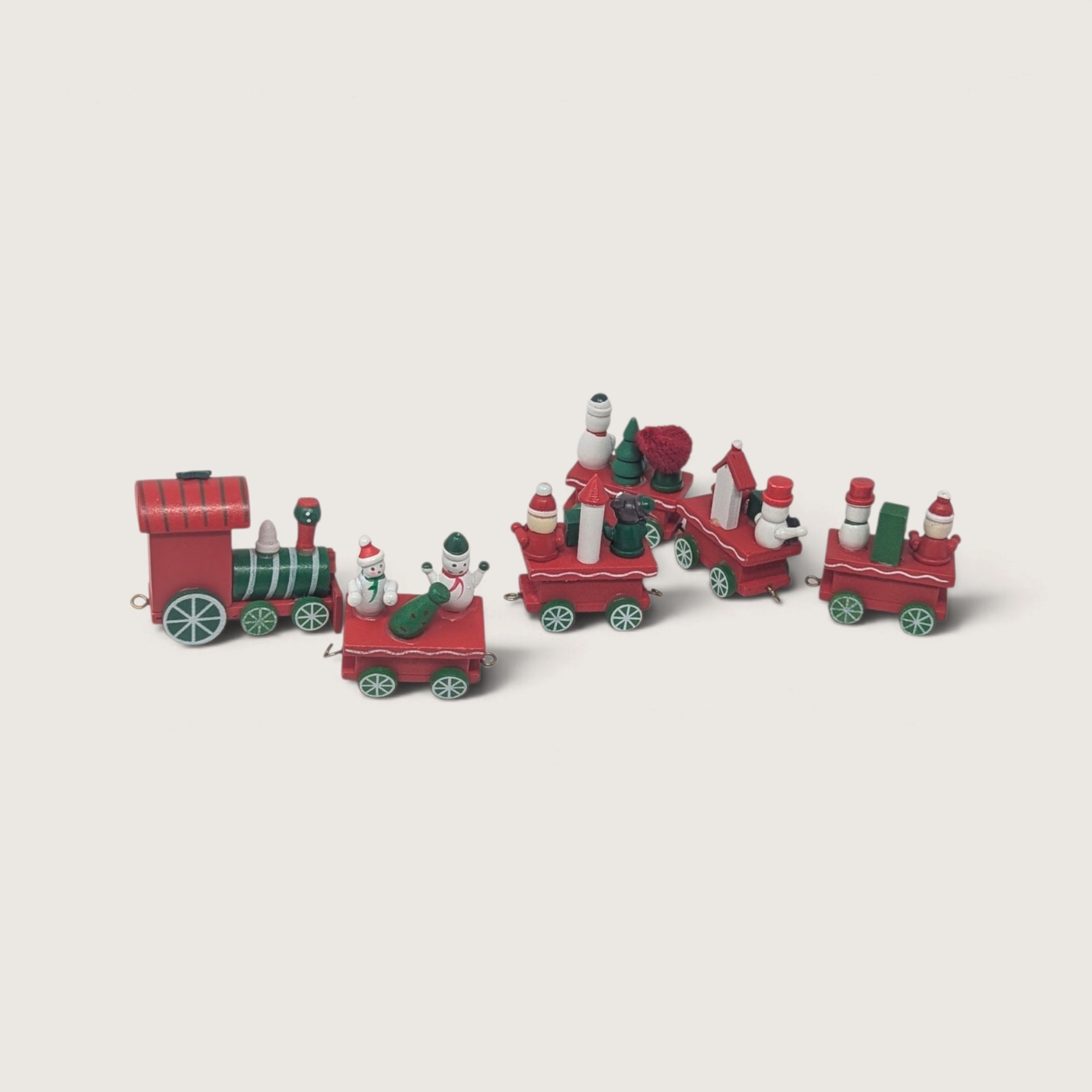 Vintage Small Wooden Christmas Train Set 