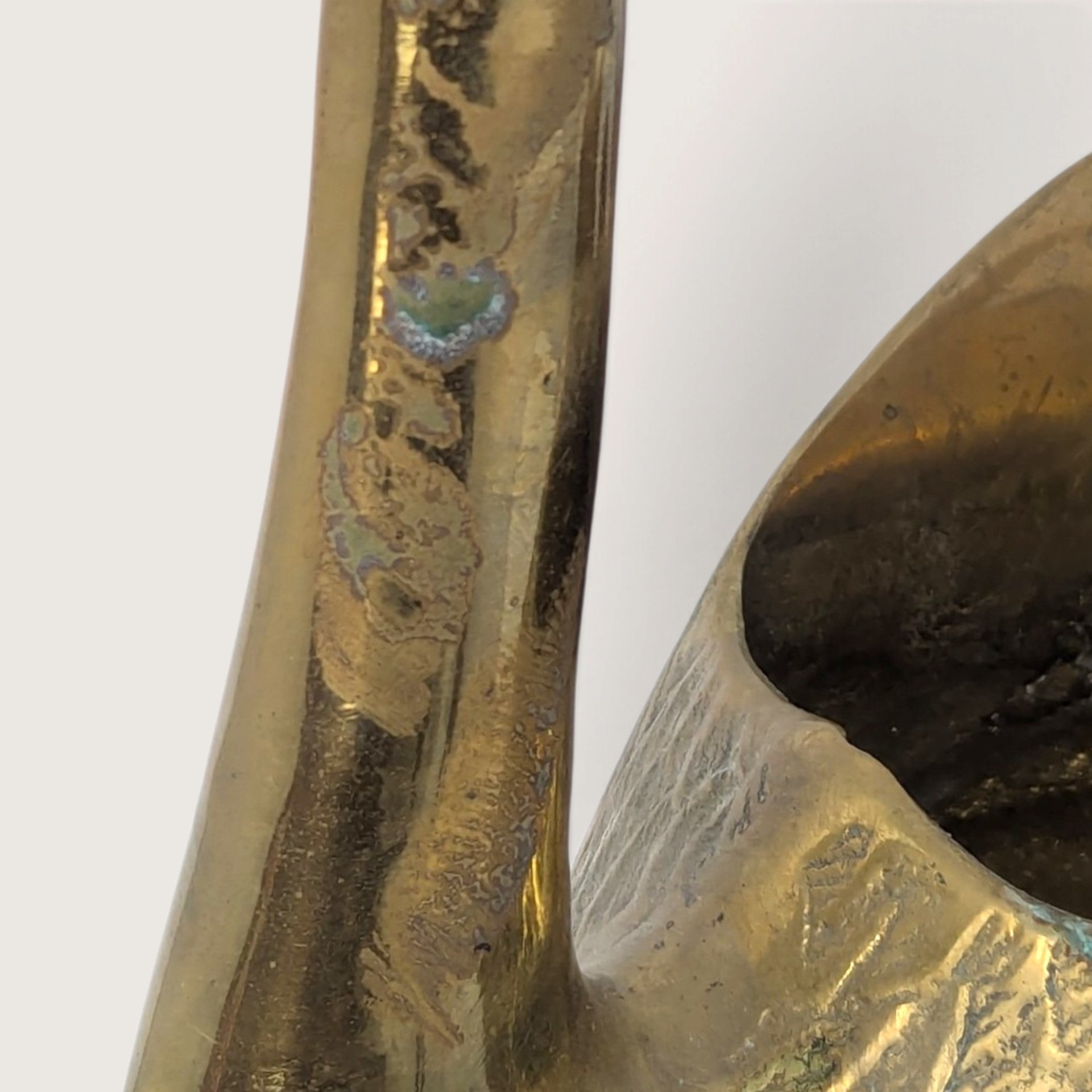 Large Vintage Solid Brass Swan Planter