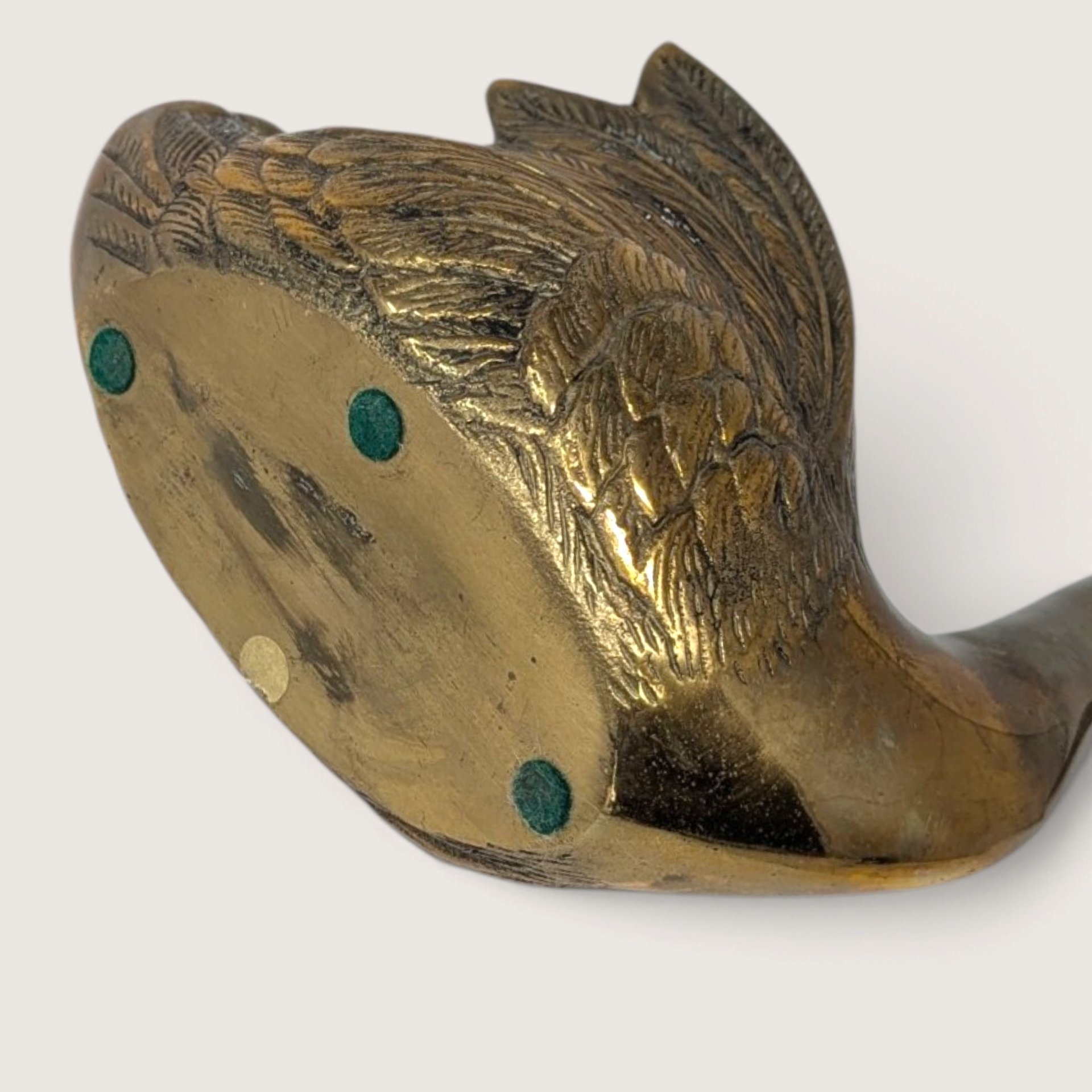 Large Vintage Solid Brass Swan Planter