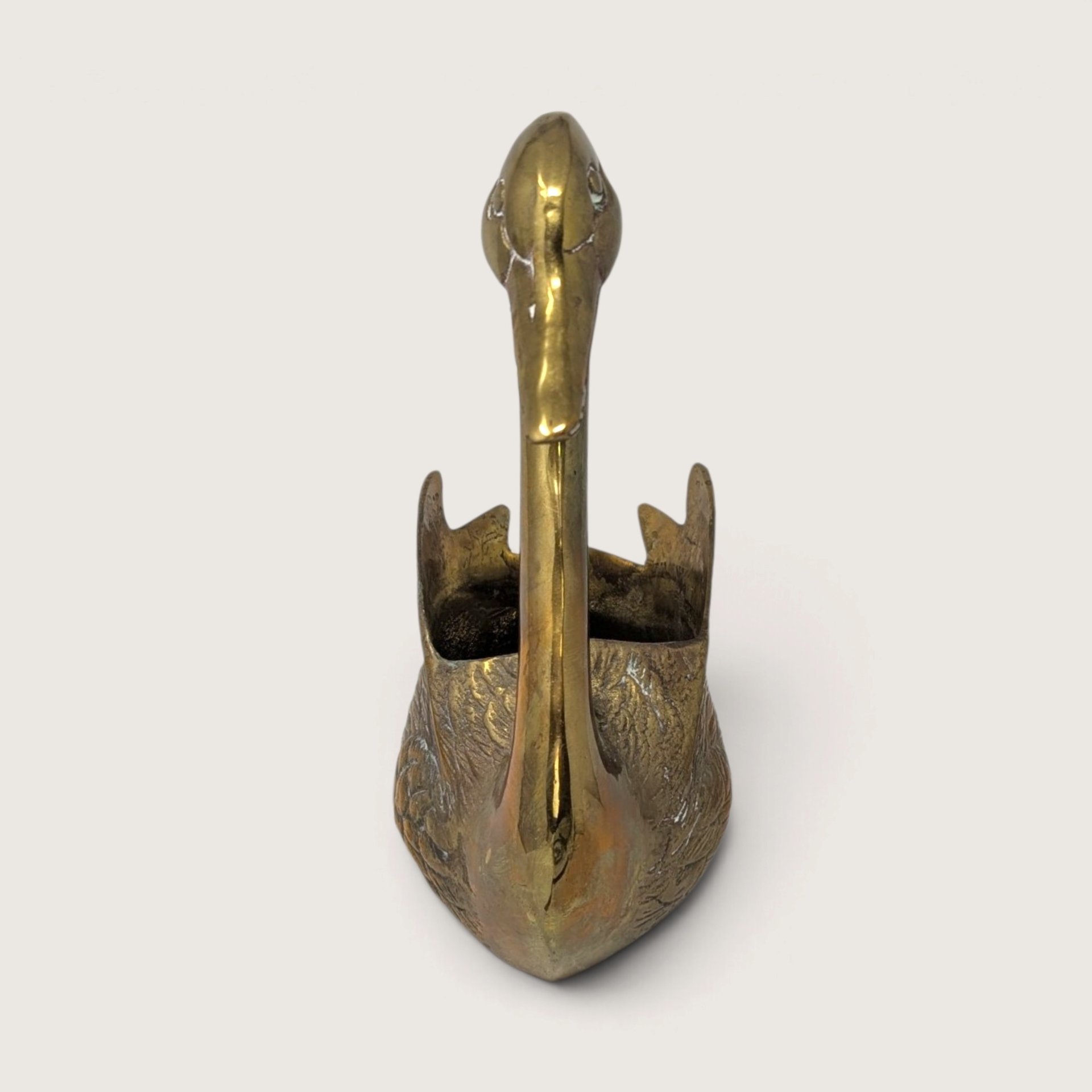 Vintage Solid Brass Swan Planter