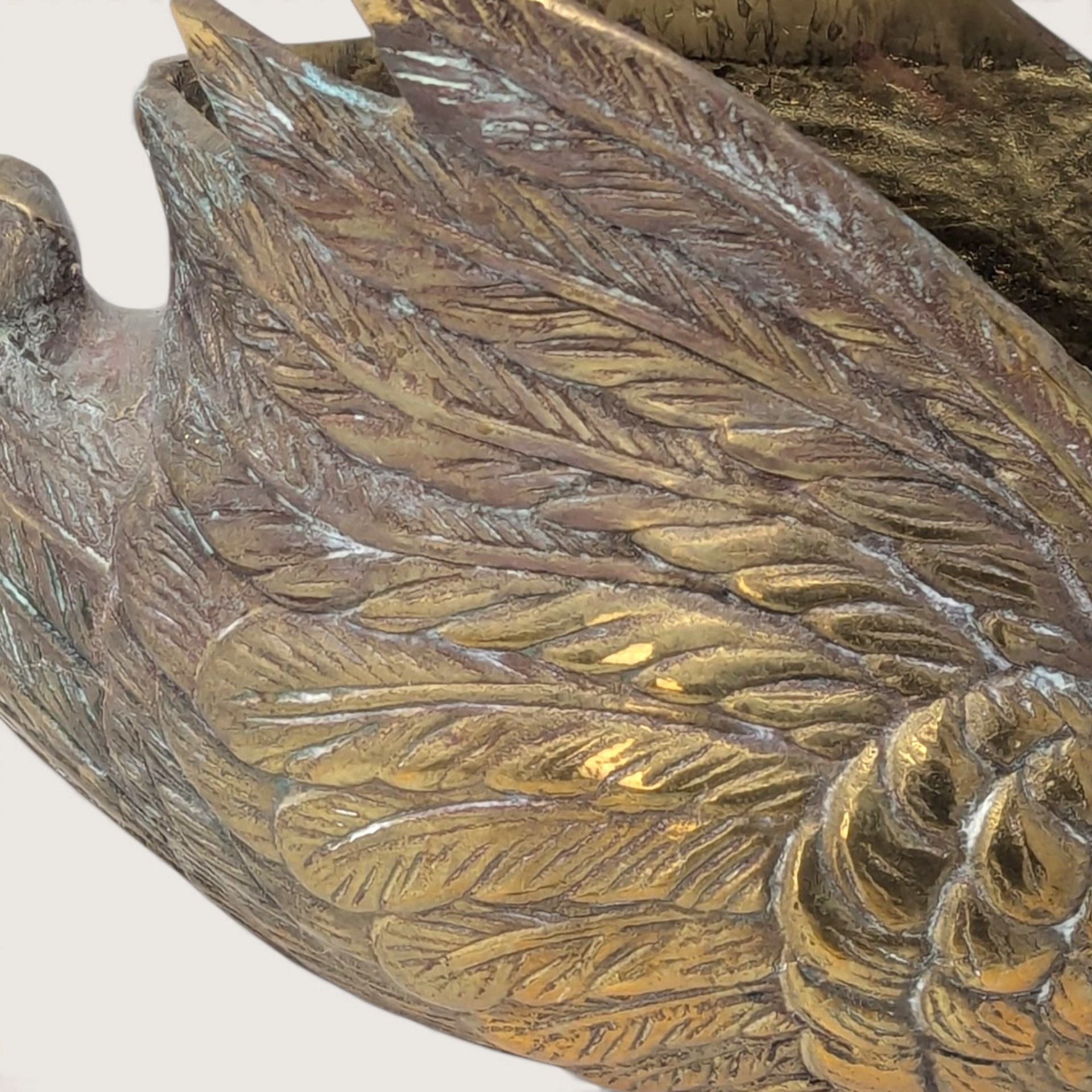 Vintage Solid Brass Swan Planter