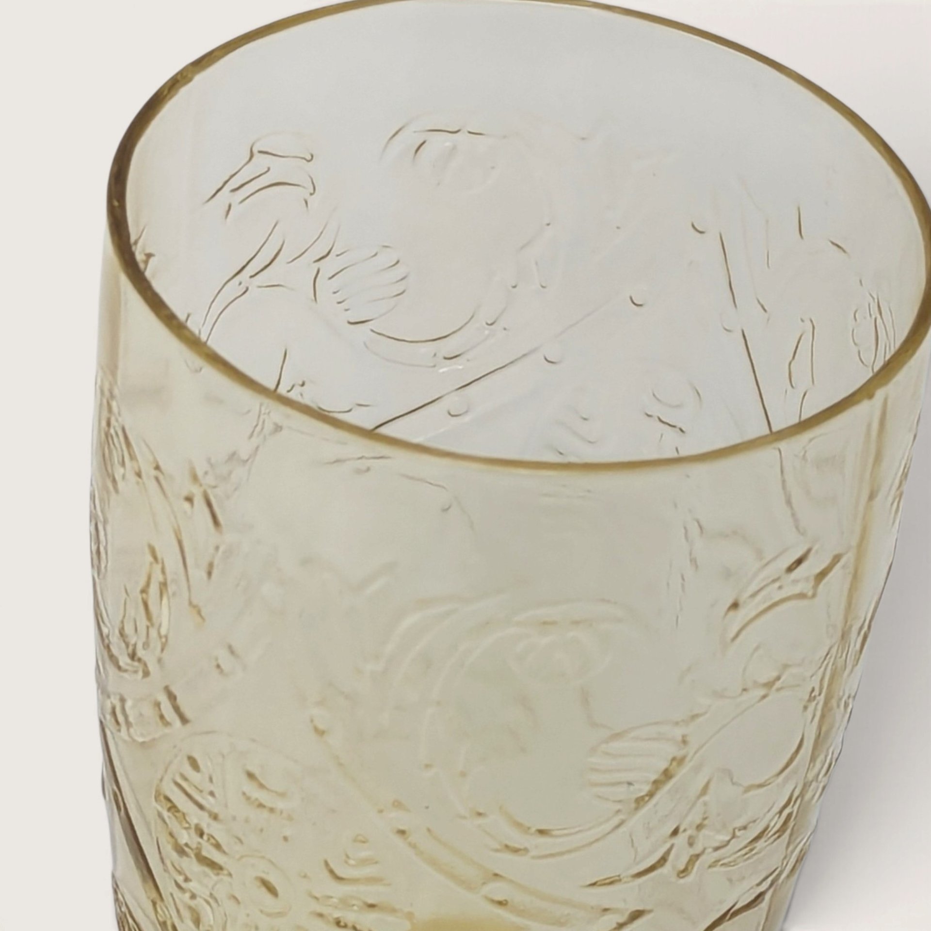 Vintage Set of 6 Madrid Pattern Amber Yellow Glass Tumblers