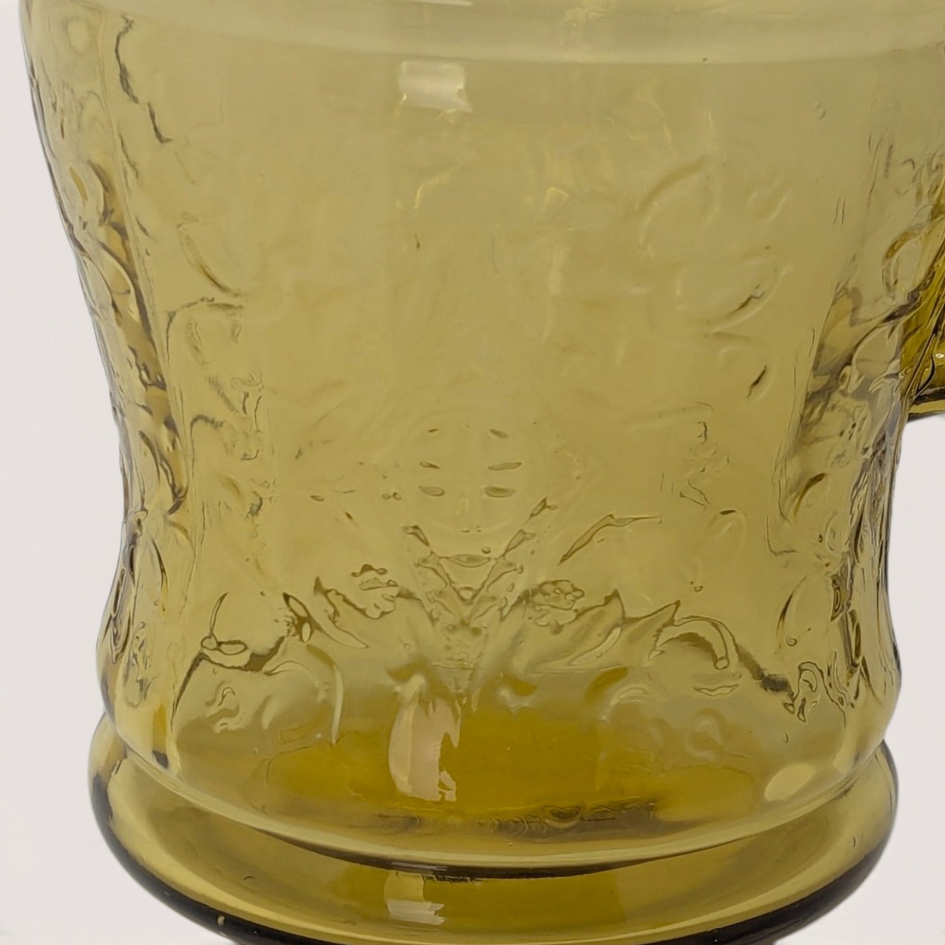 Vintage Madrid Pattern Amber Yellow Glass Pitcher