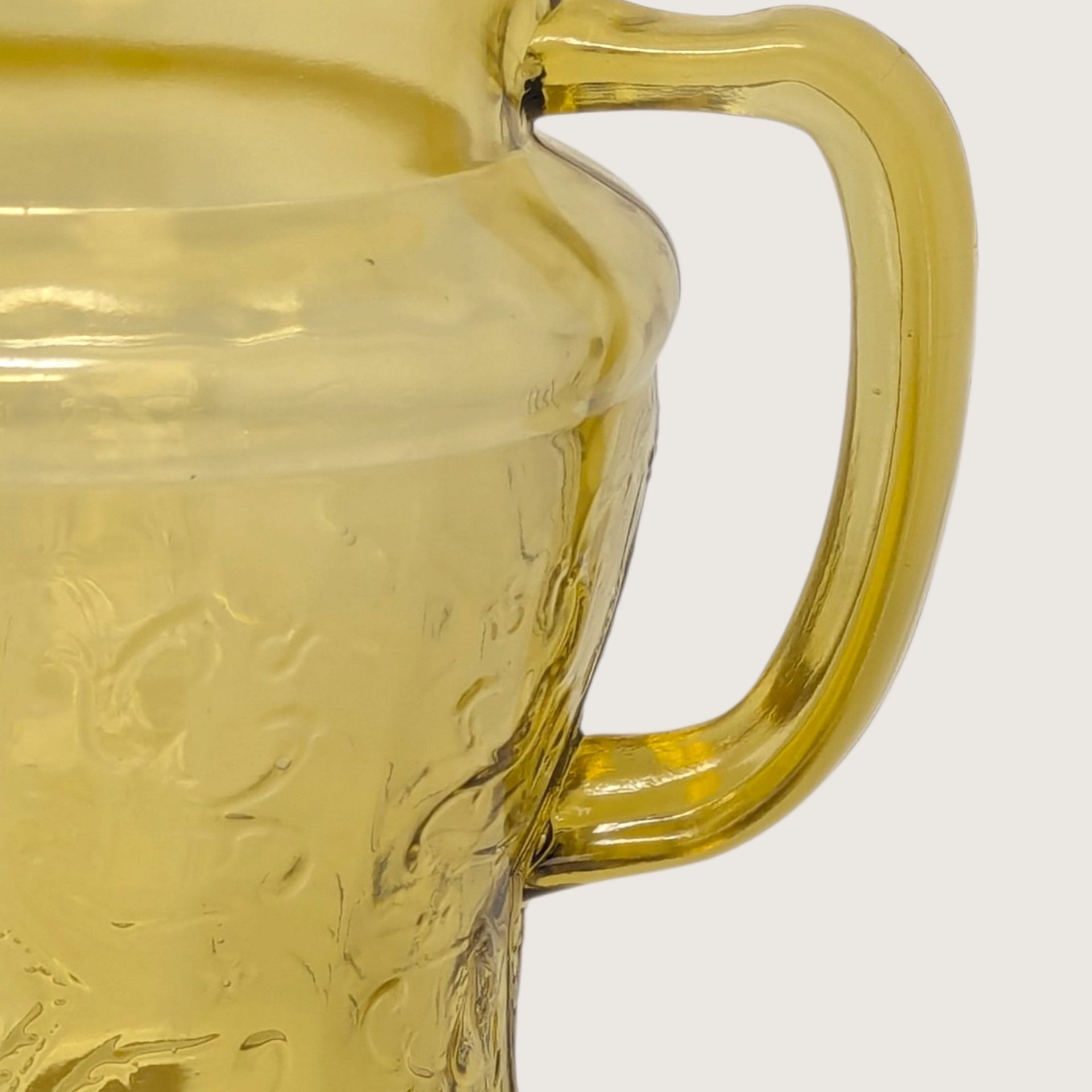 Vintage Madrid Pattern Amber Yellow Glass Pitcher