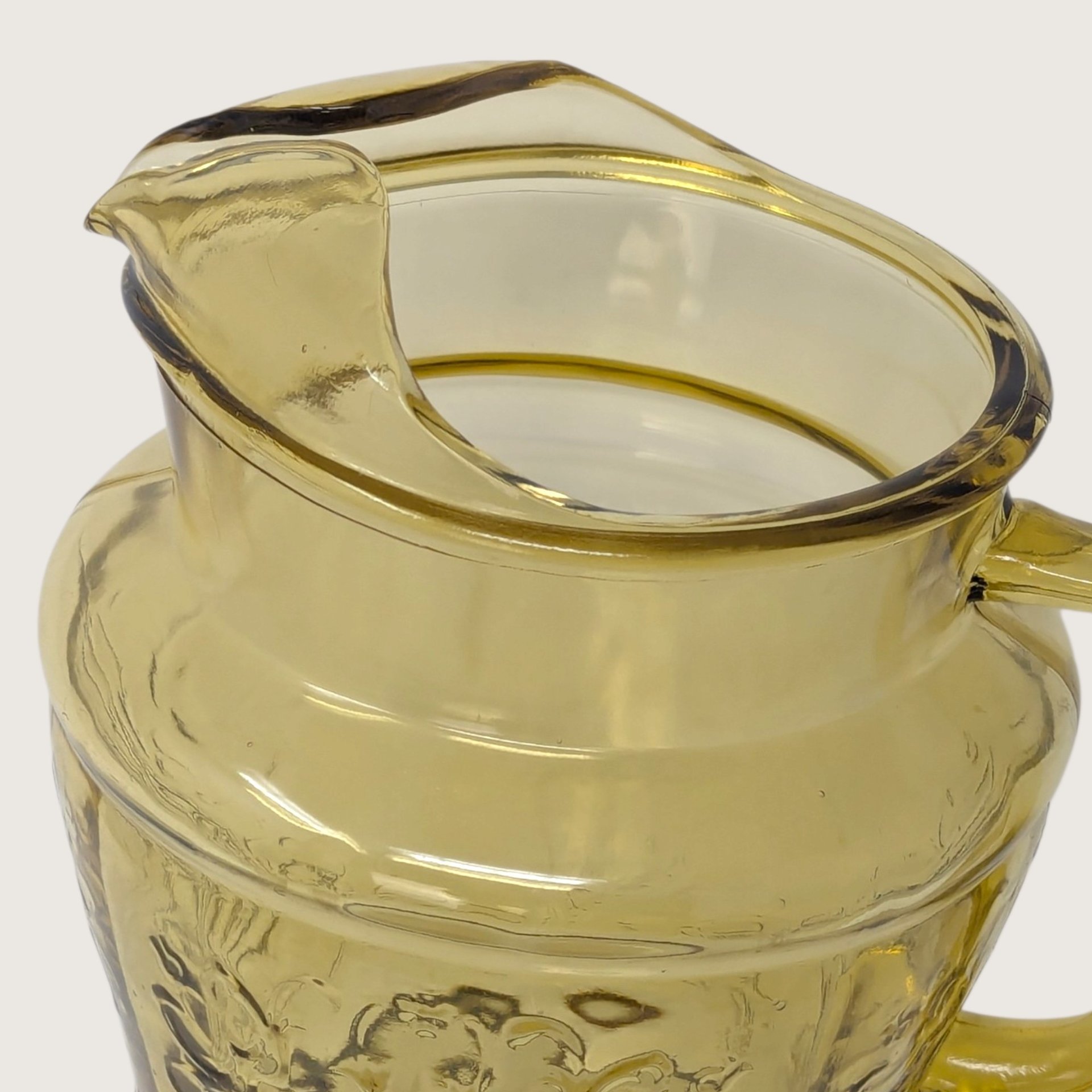 Vintage Madrid Pattern Amber Yellow Glass Pitcher