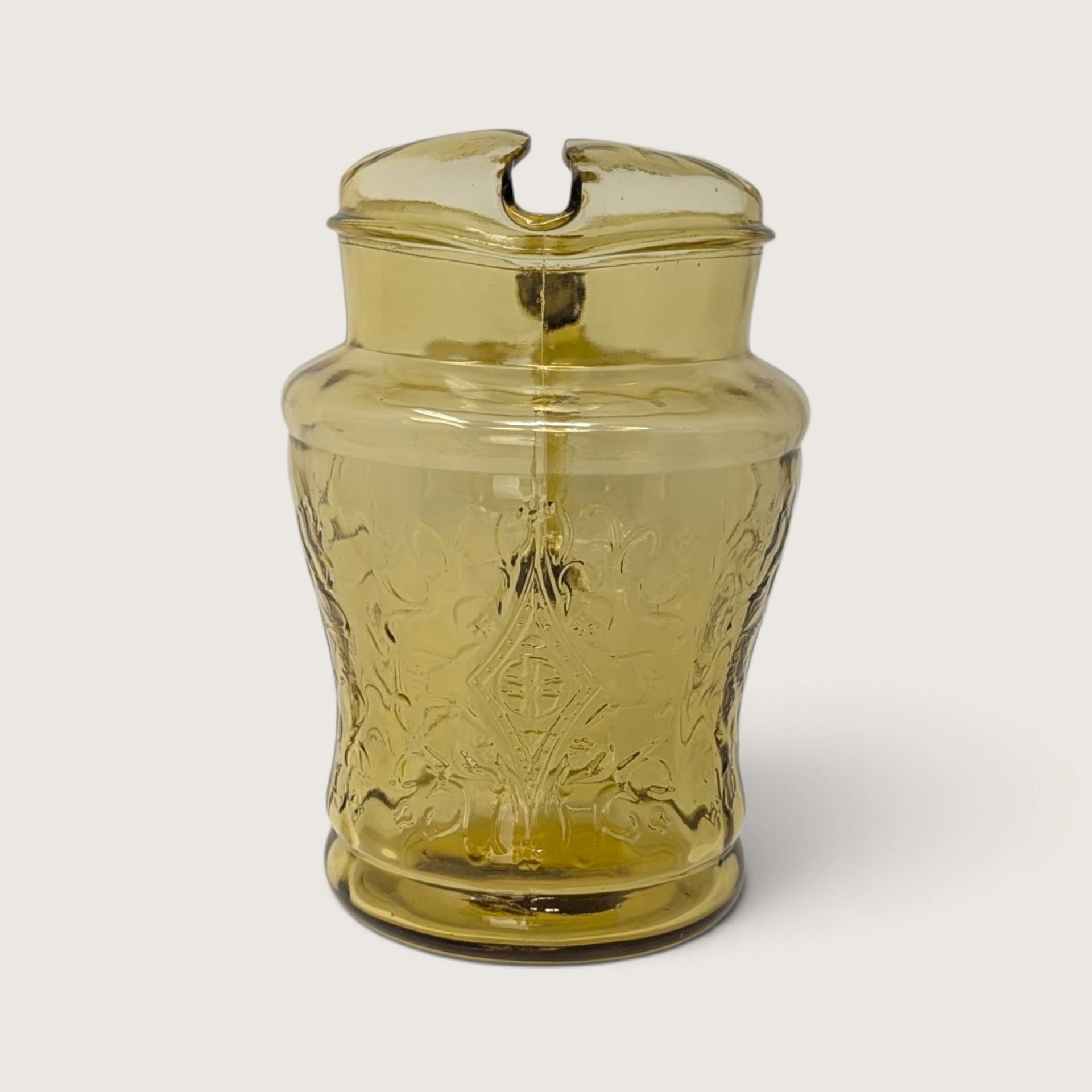 Vintage Madrid Pattern Amber Yellow Glass Pitcher