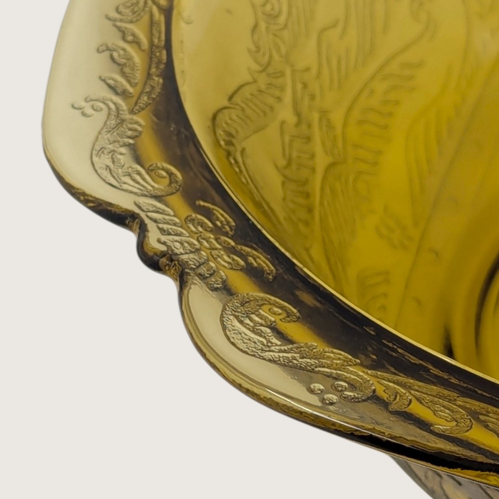 Vintage Yellow Glass Bowl Madrid Pattern Scroll Serving Dish