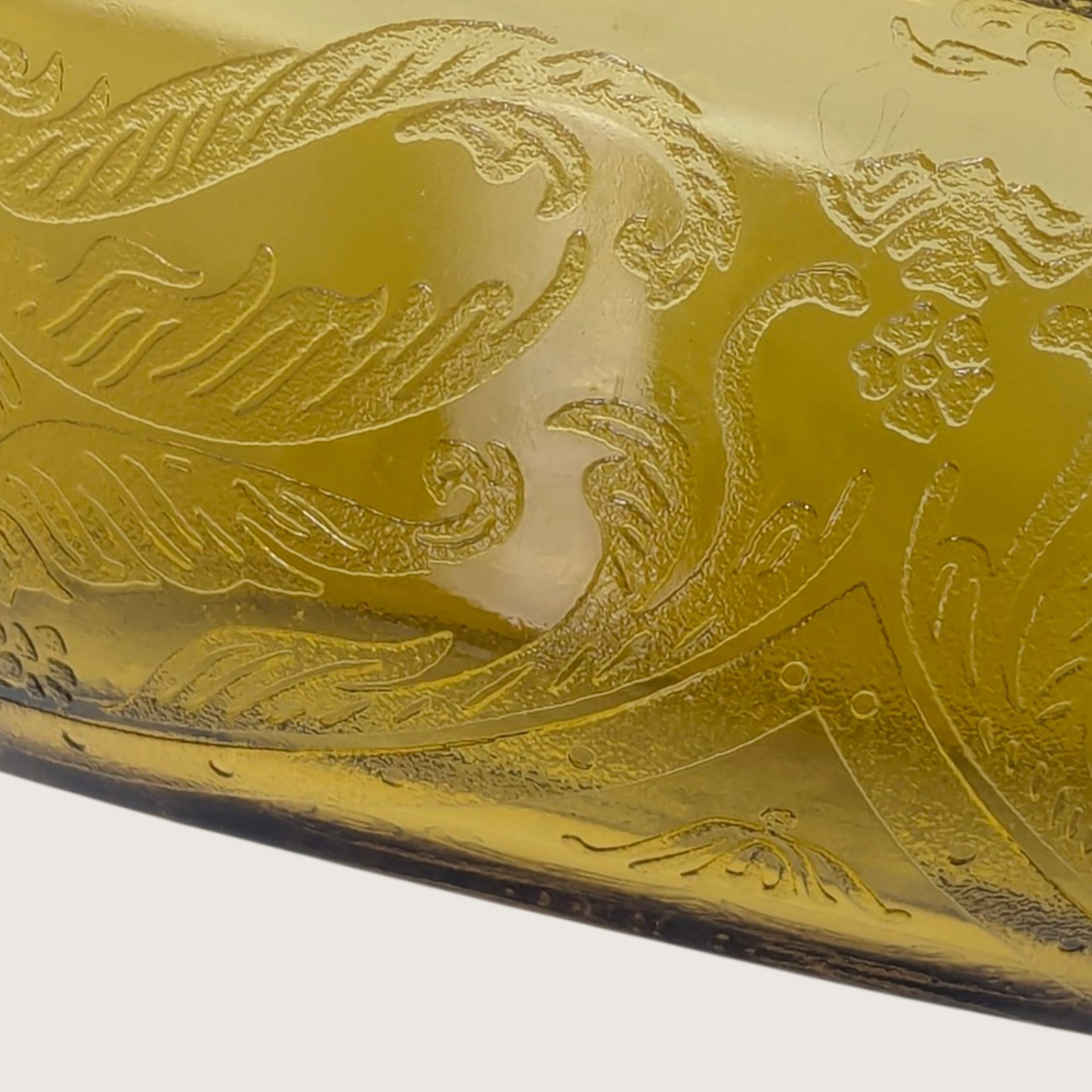 Vintage Yellow Glass Bowl Madrid Pattern Scroll Serving Dish
