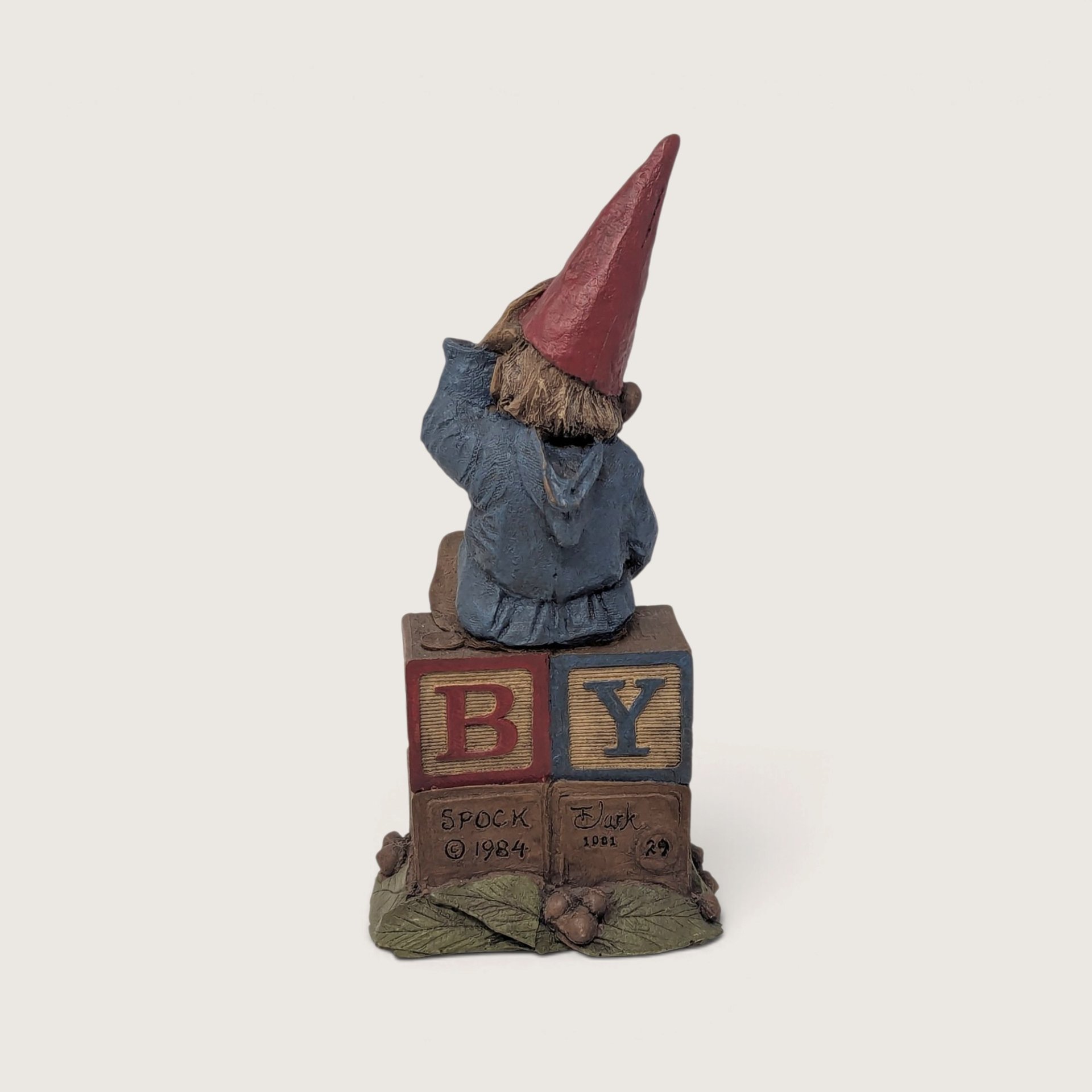 Vintage 1984 Tom Clark Spock Gnome Figurine on Love Blocks Signed