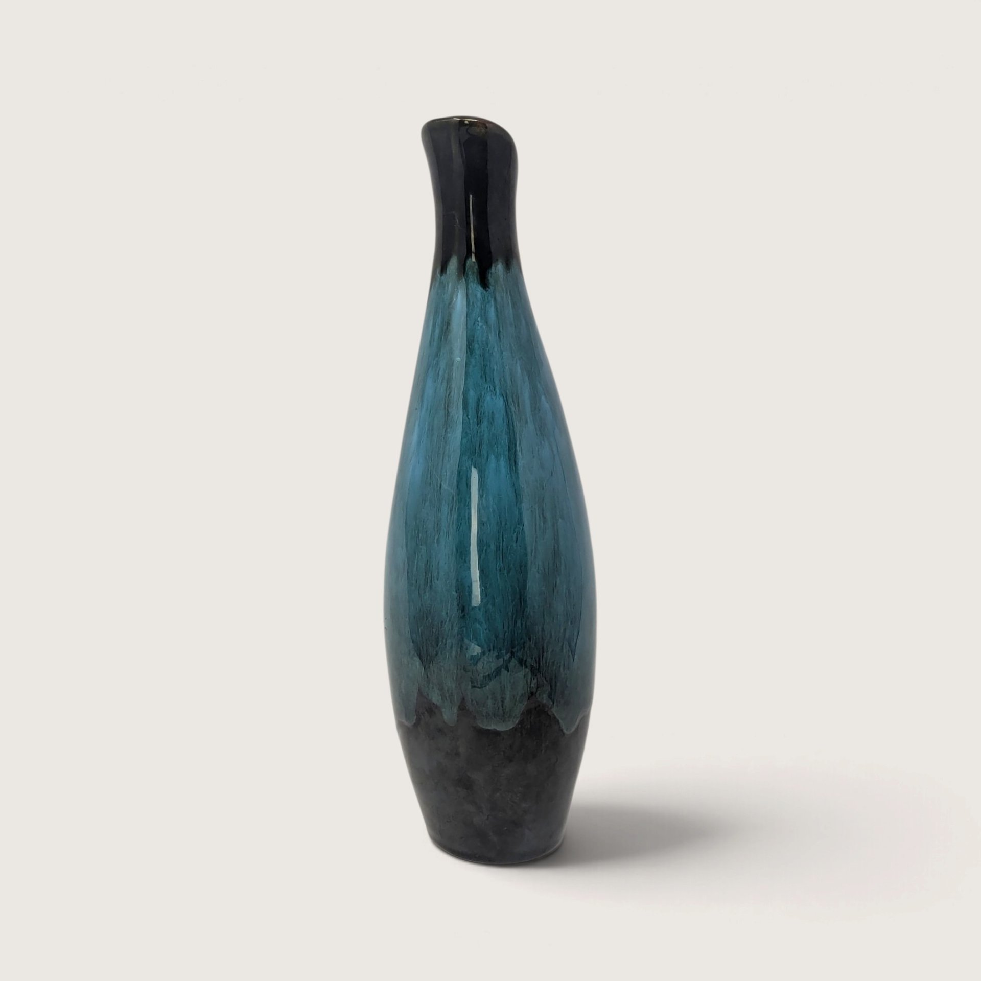 Vintage Blue Mountain Pottery Pitcher Vase Canada Sleek Green Drip Glaze Ewer