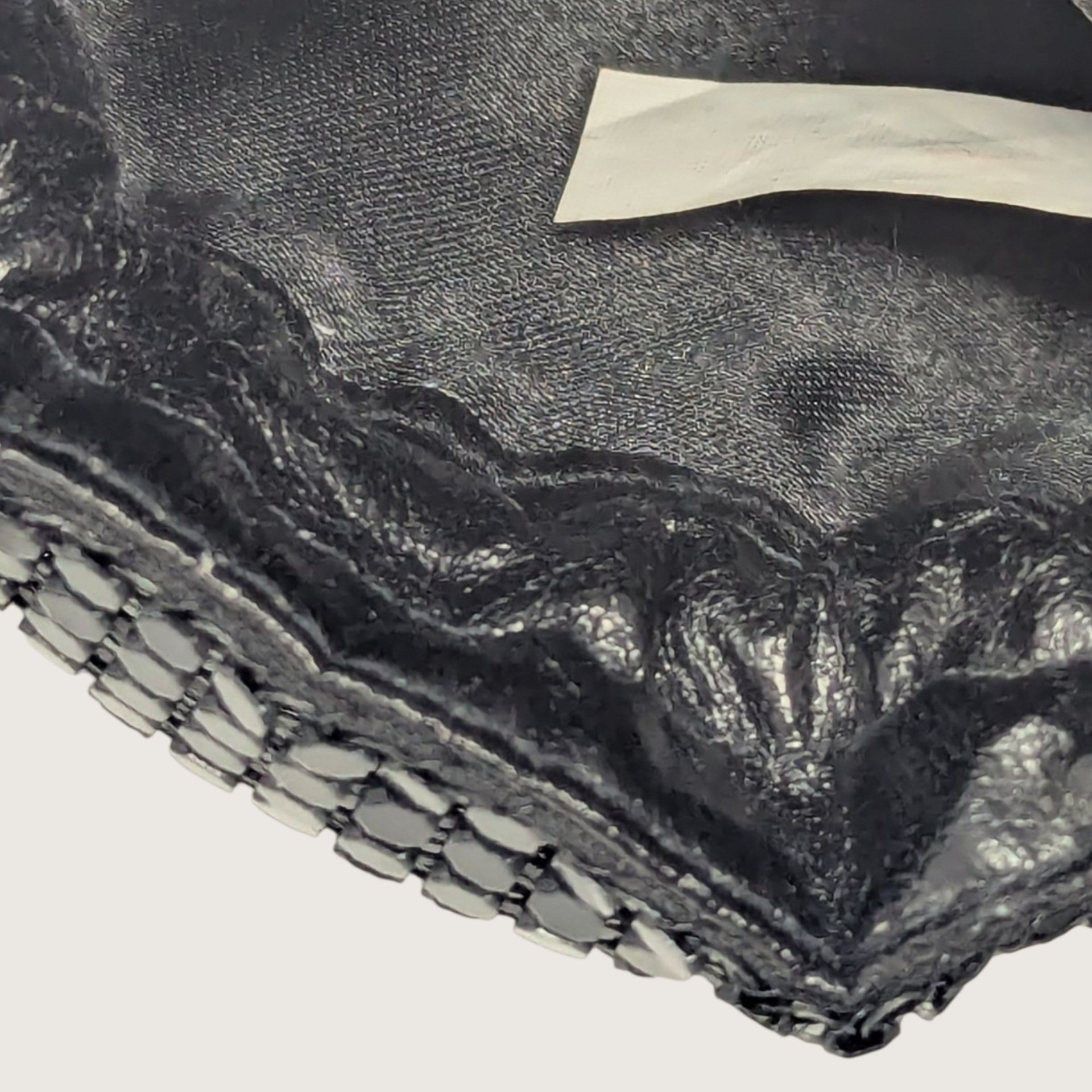 Vintage Black Metal Mesh Drawstring Pouch Bag 