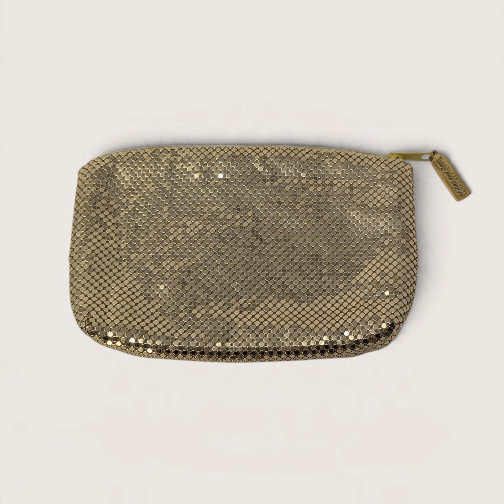 Vintage Whiting and Davis International Gold Metal Mesh Cosmetic Bag