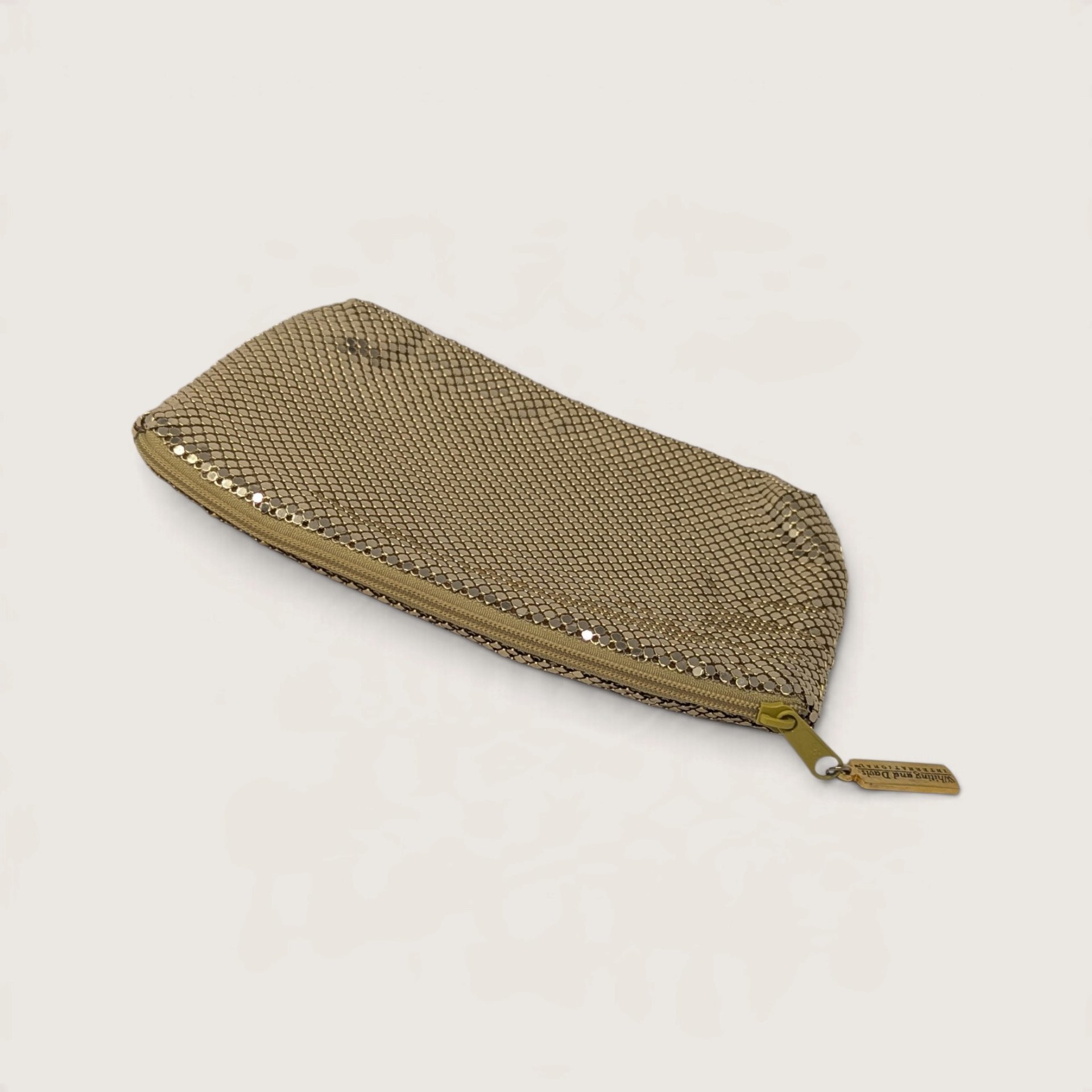 Vintage Whiting and Davis International Gold Metal Mesh Cosmetic Bag