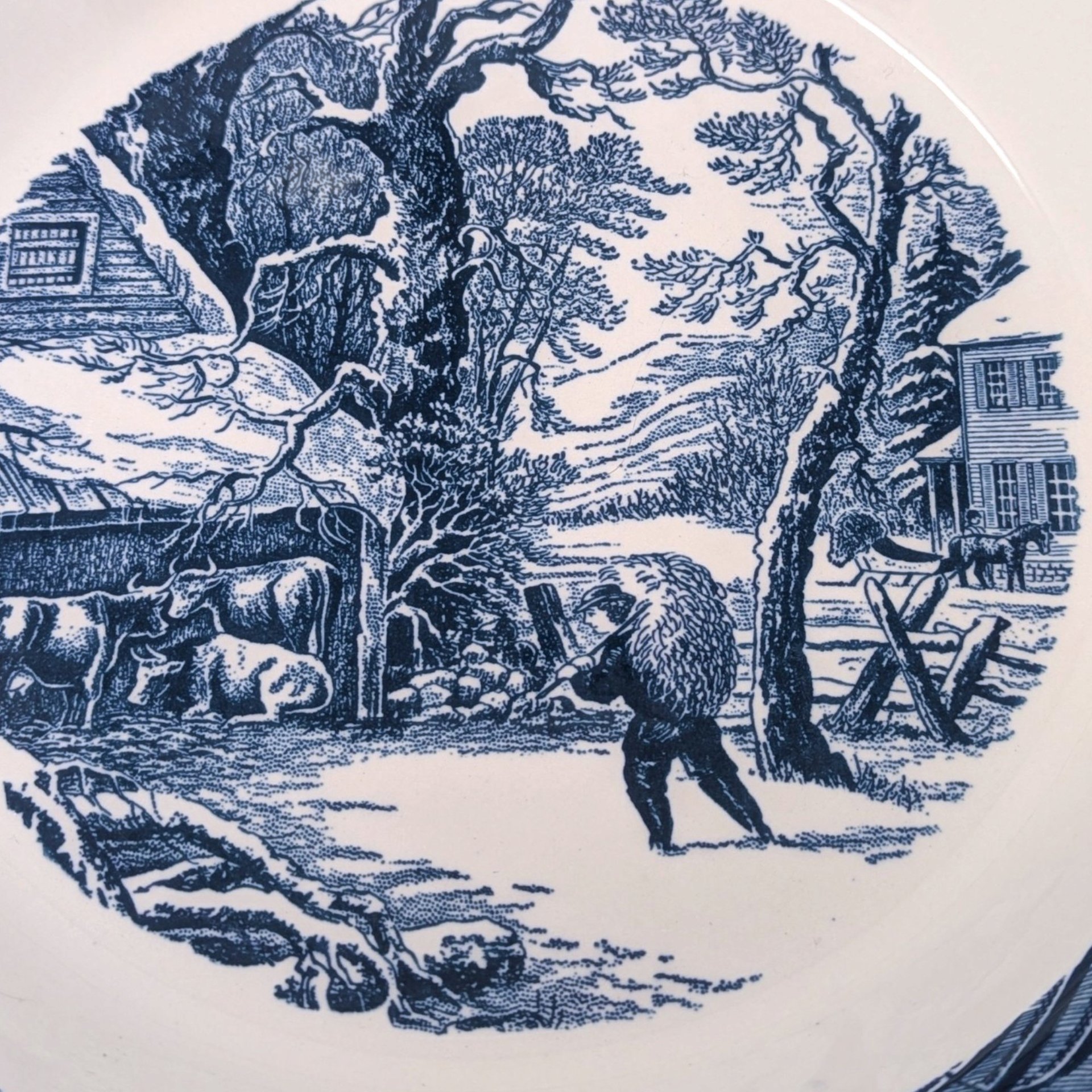 Vintage Currier and Ives A Snowy Morning Pie Plate Royal China