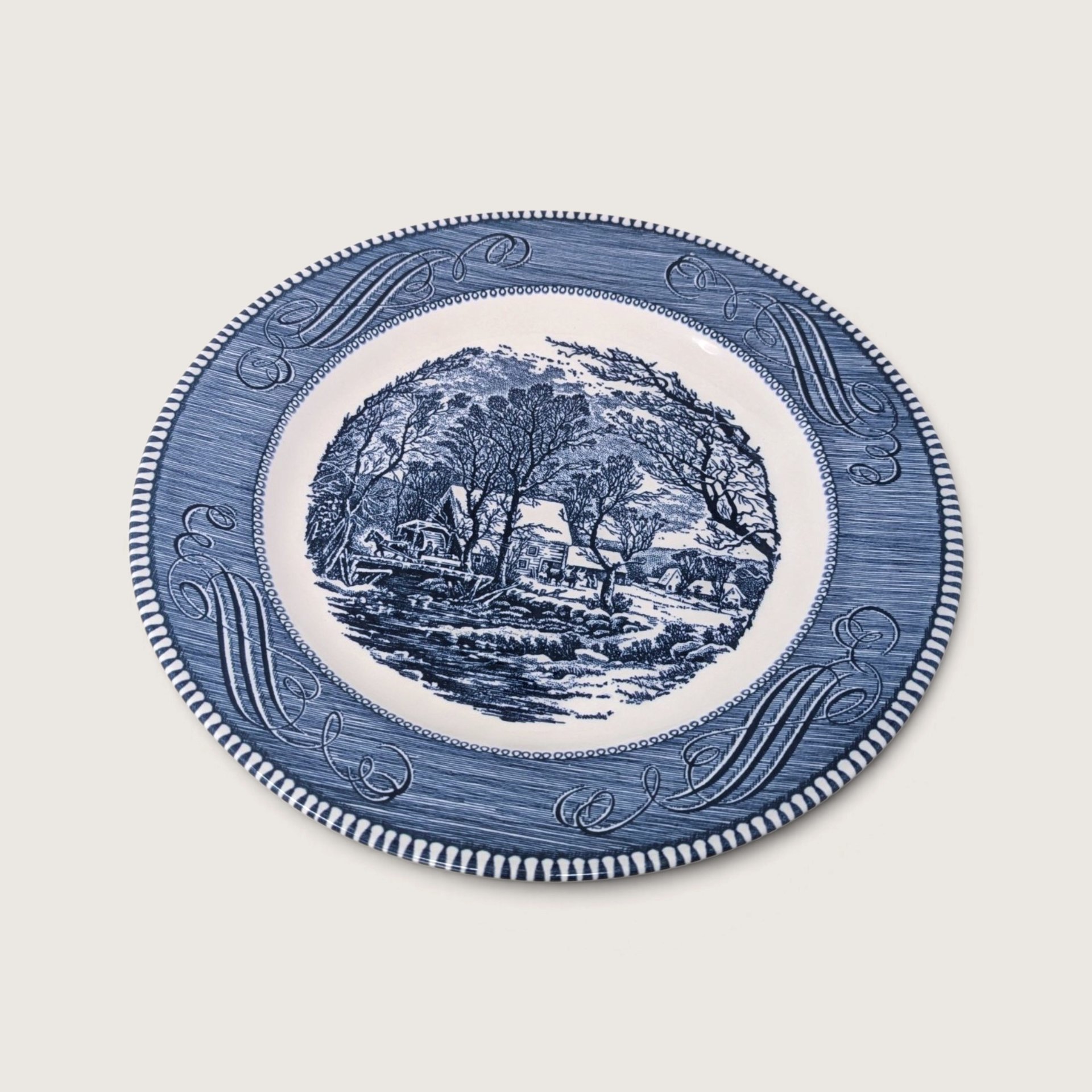 Vintage Royal China Currier and Ives The Old Grist Mill 10 Inch Dinner Plates Set of 6