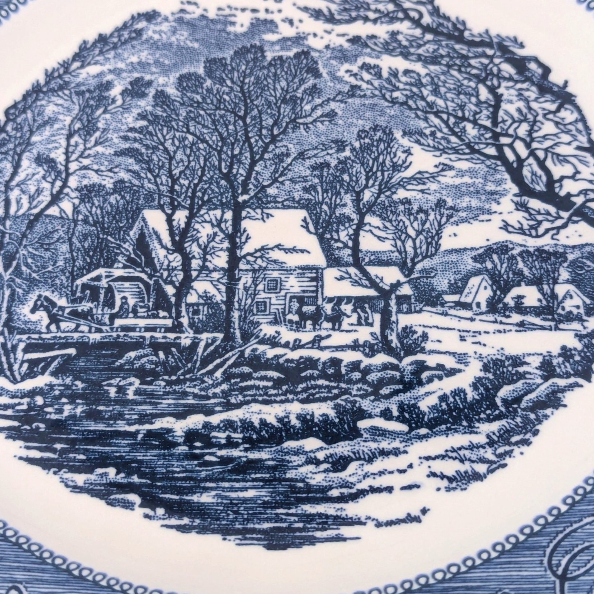 Vintage Royal China Currier and Ives The Old Grist Mill 10 Inch Dinner Plates Set of 6