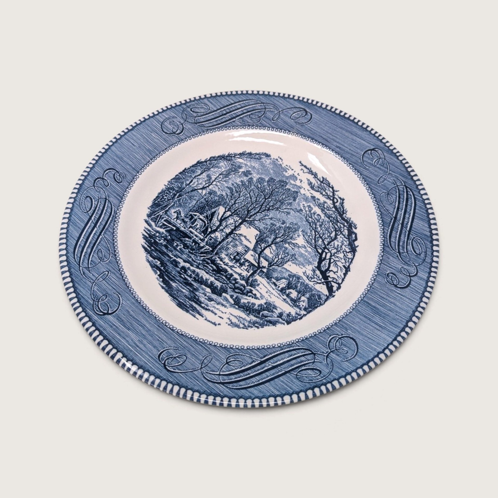 Vintage Royal China Currier and Ives The Old Grist Mill 10 Inch Dinner Plates Set of 5