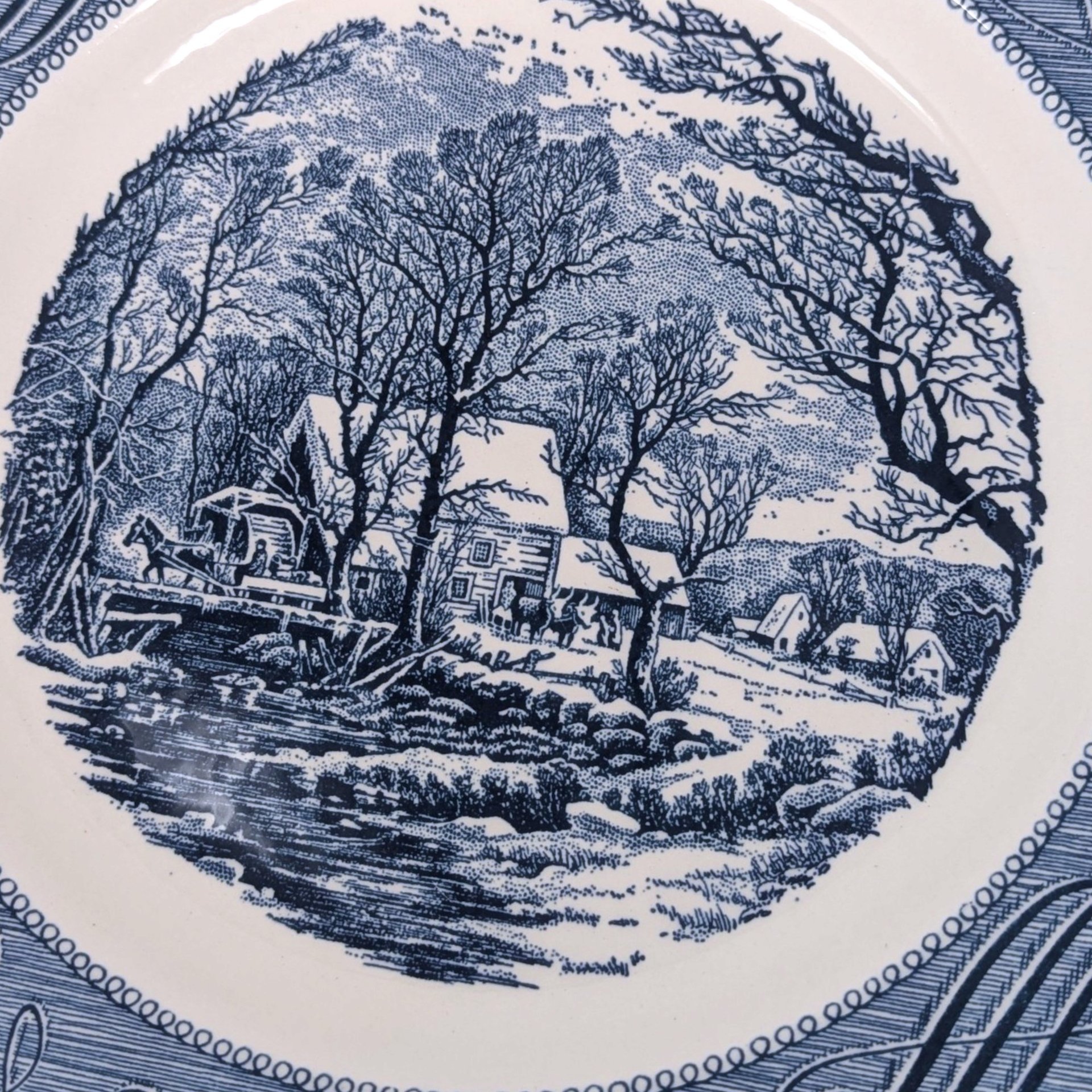 Vintage Royal China Currier and Ives The Old Grist Mill 10 Inch Dinner Plates Set of 5