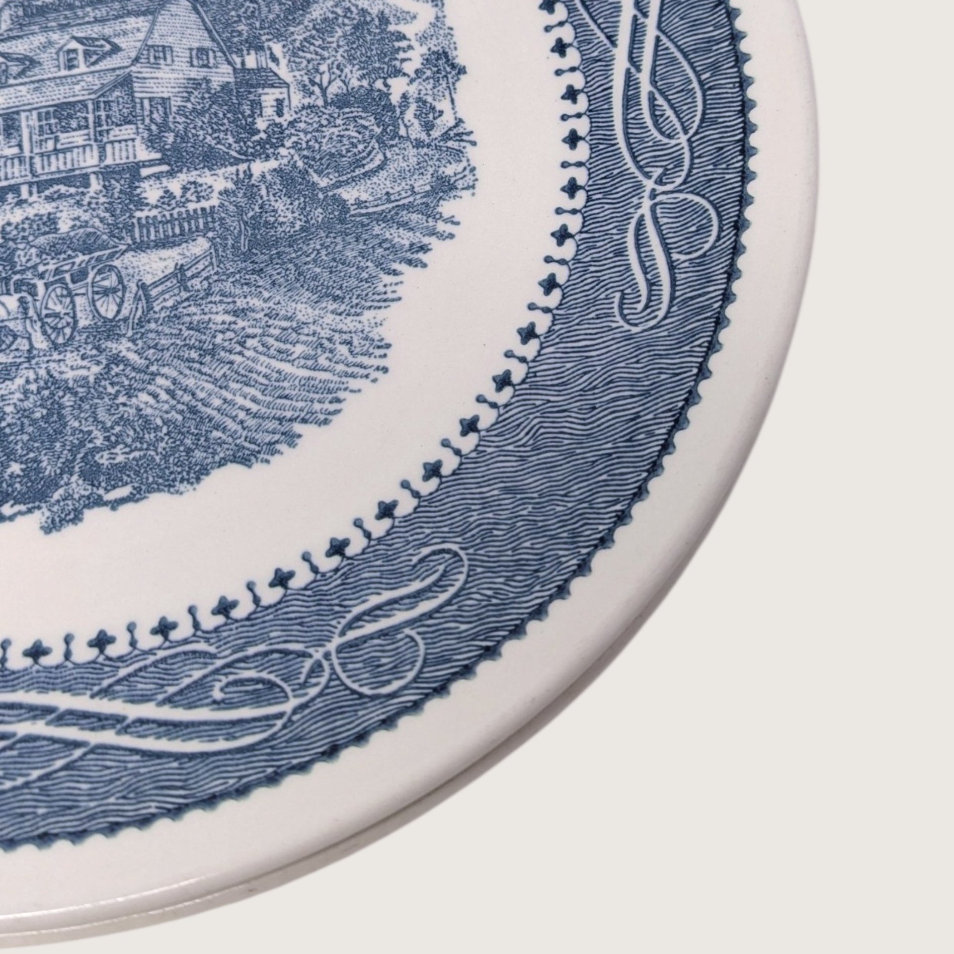 Vintage Currier and Ives Blue Dinner Plates Set of 4 Transferware