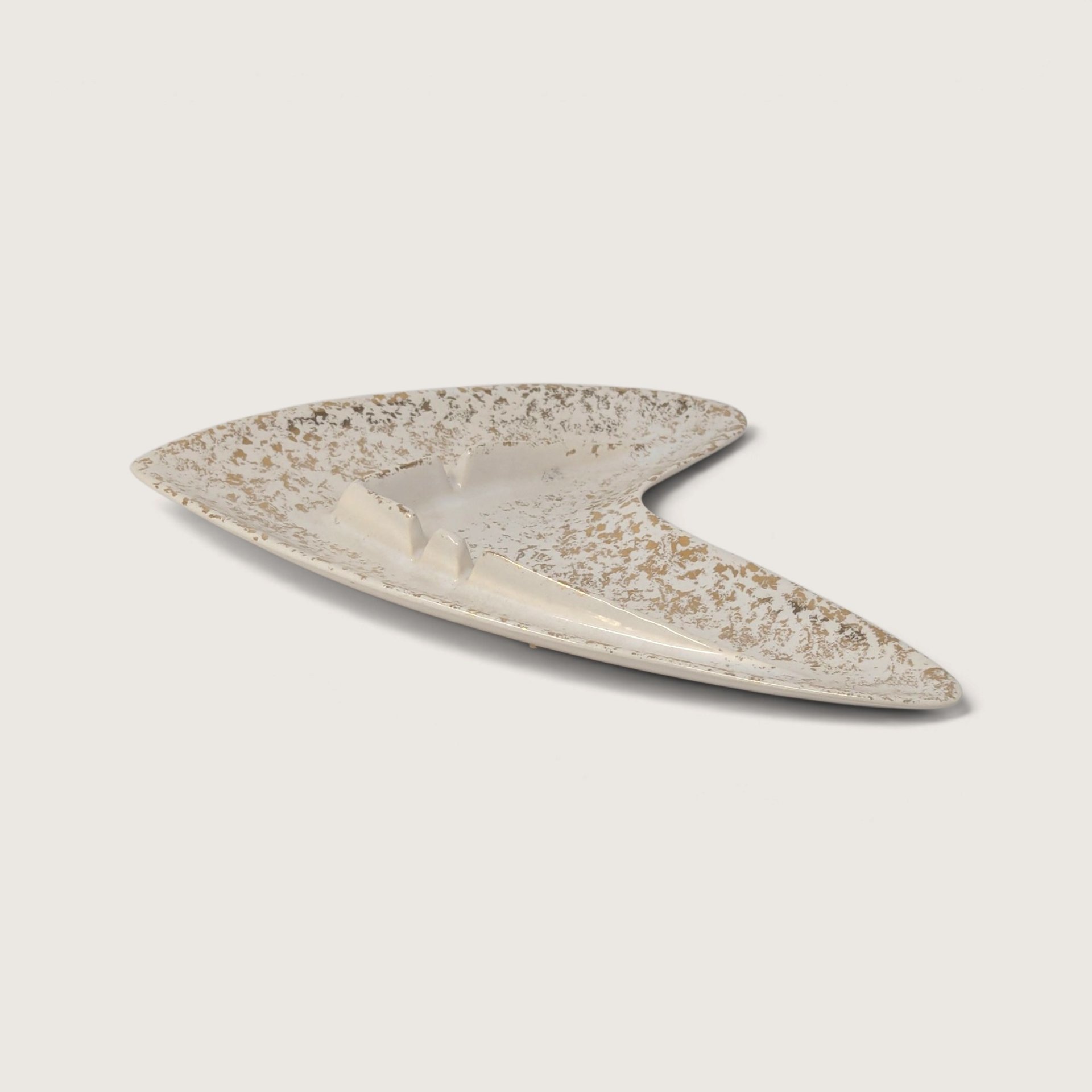 Vintage Shawnee Pottery Boomerang Gold Splatter Atomic MCM Catchall