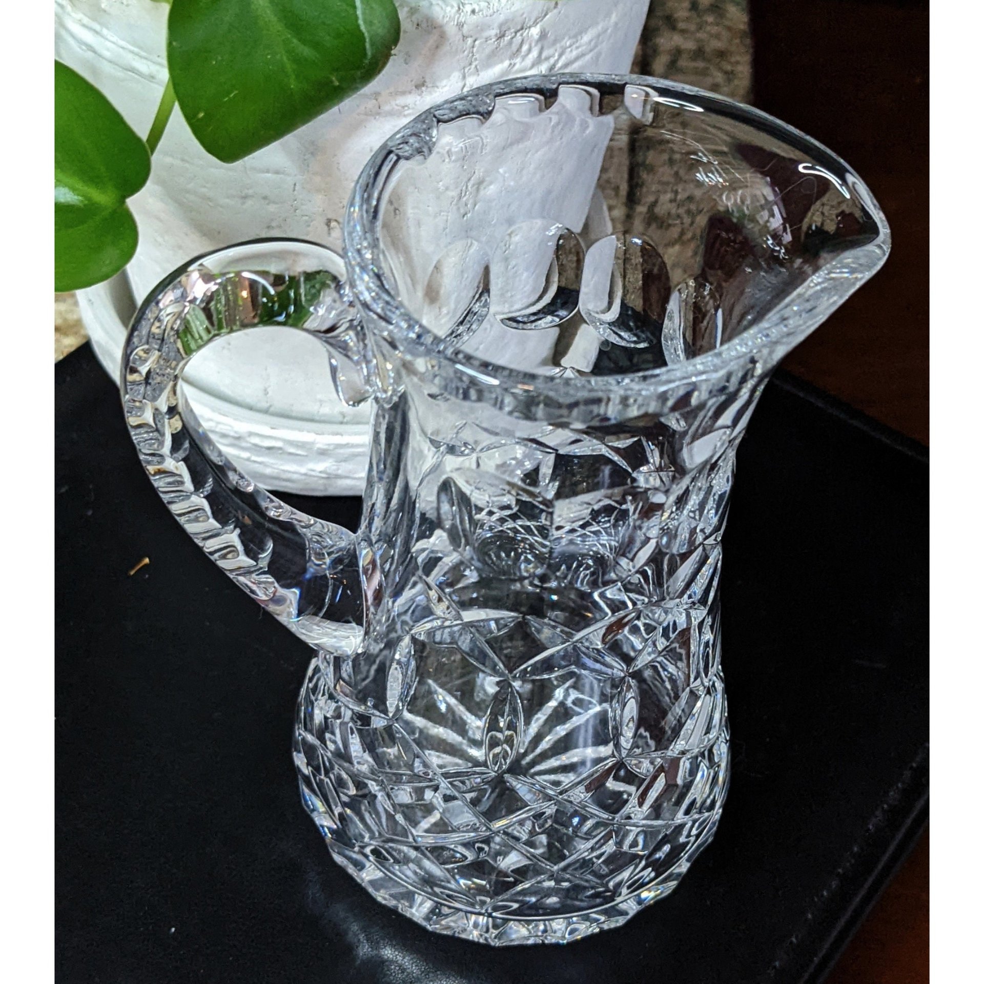 Vintage Small Crystal Glass Pitcher 5" Tall (Creamer/Syrup)