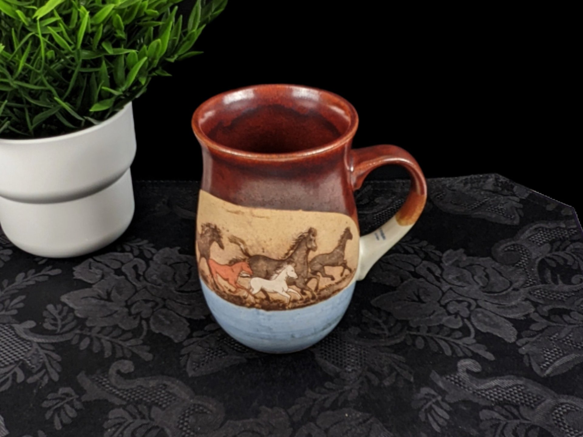 Vintage Otagiri Pottery Mug with Horses