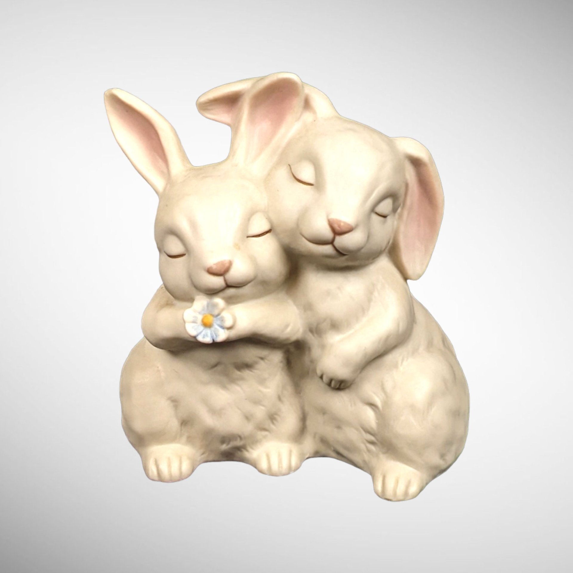 1990 Homco 'He Loves Me' Rabbits Figurine