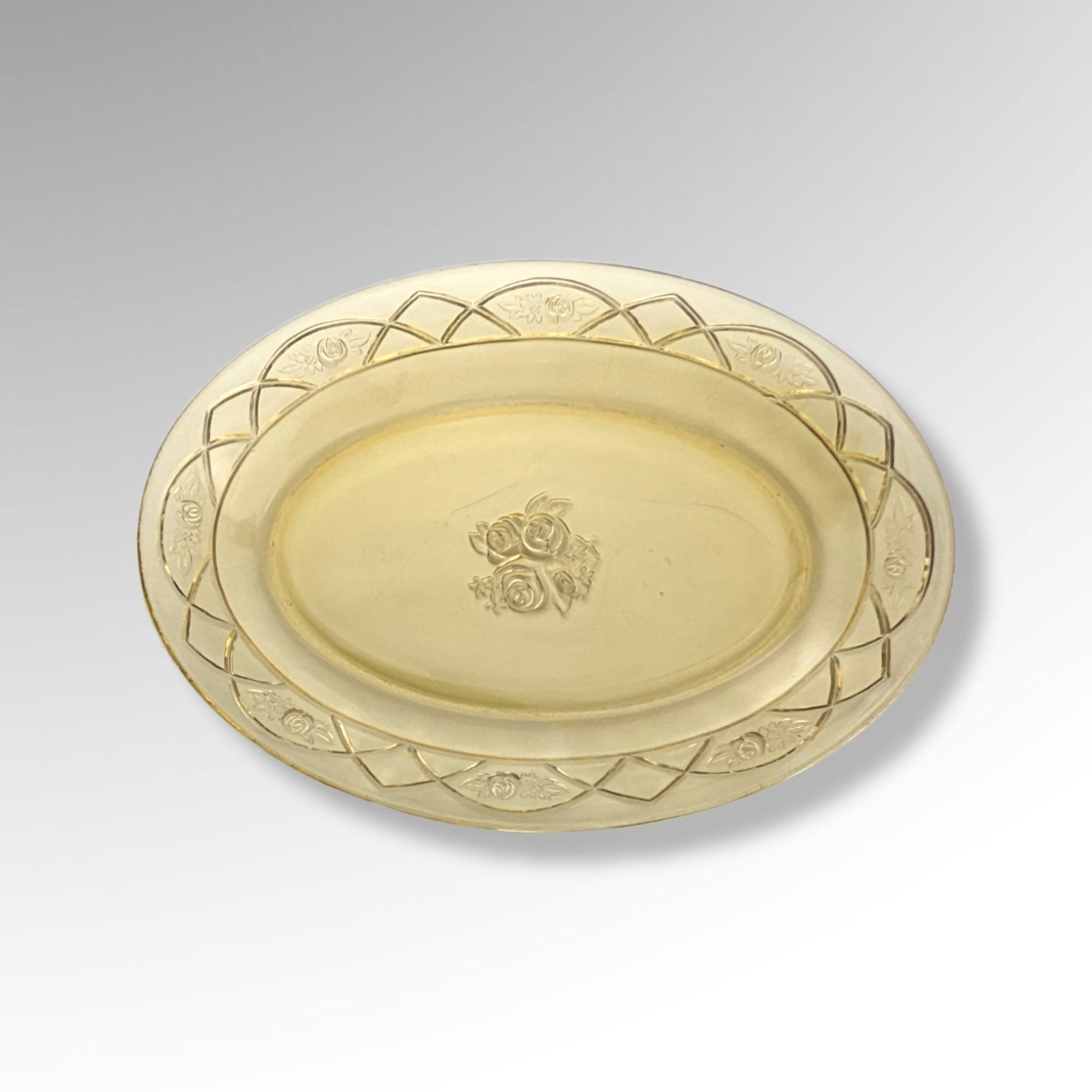 1930's Federal Glass Rosemary "Dutch Rose" 12" Platter, Depression Glass