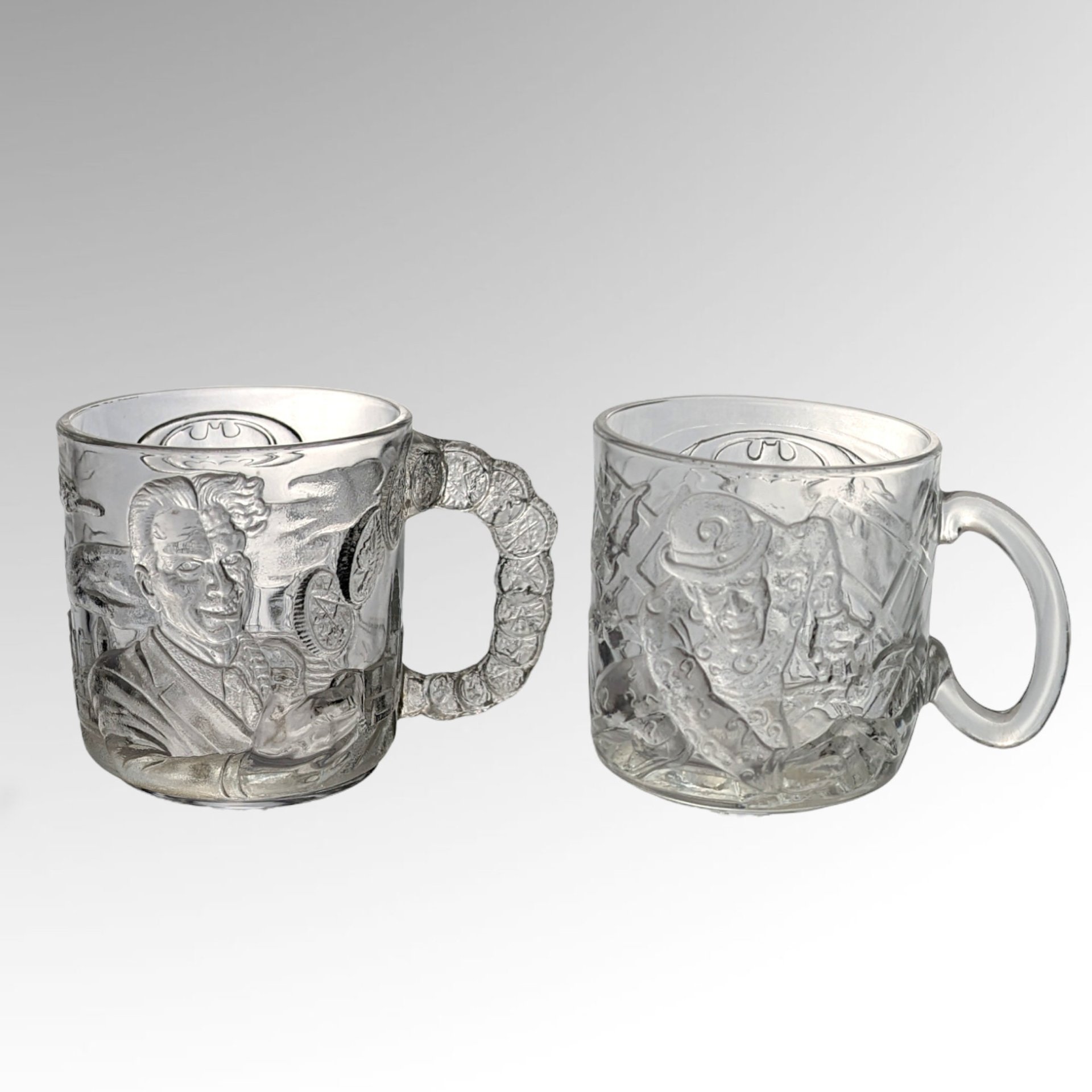 Set of 2 1995 McDonalds Batman Forever Handled Cups