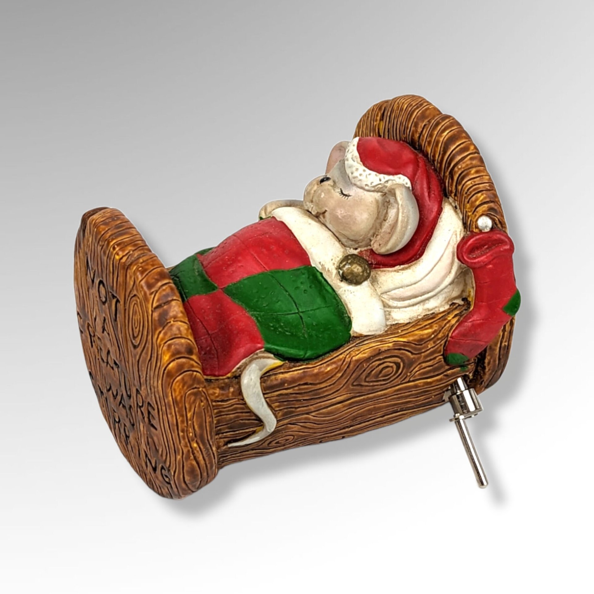 Ceramic "Not a Creature Was Stirring" Sleeping Mouse Music Box