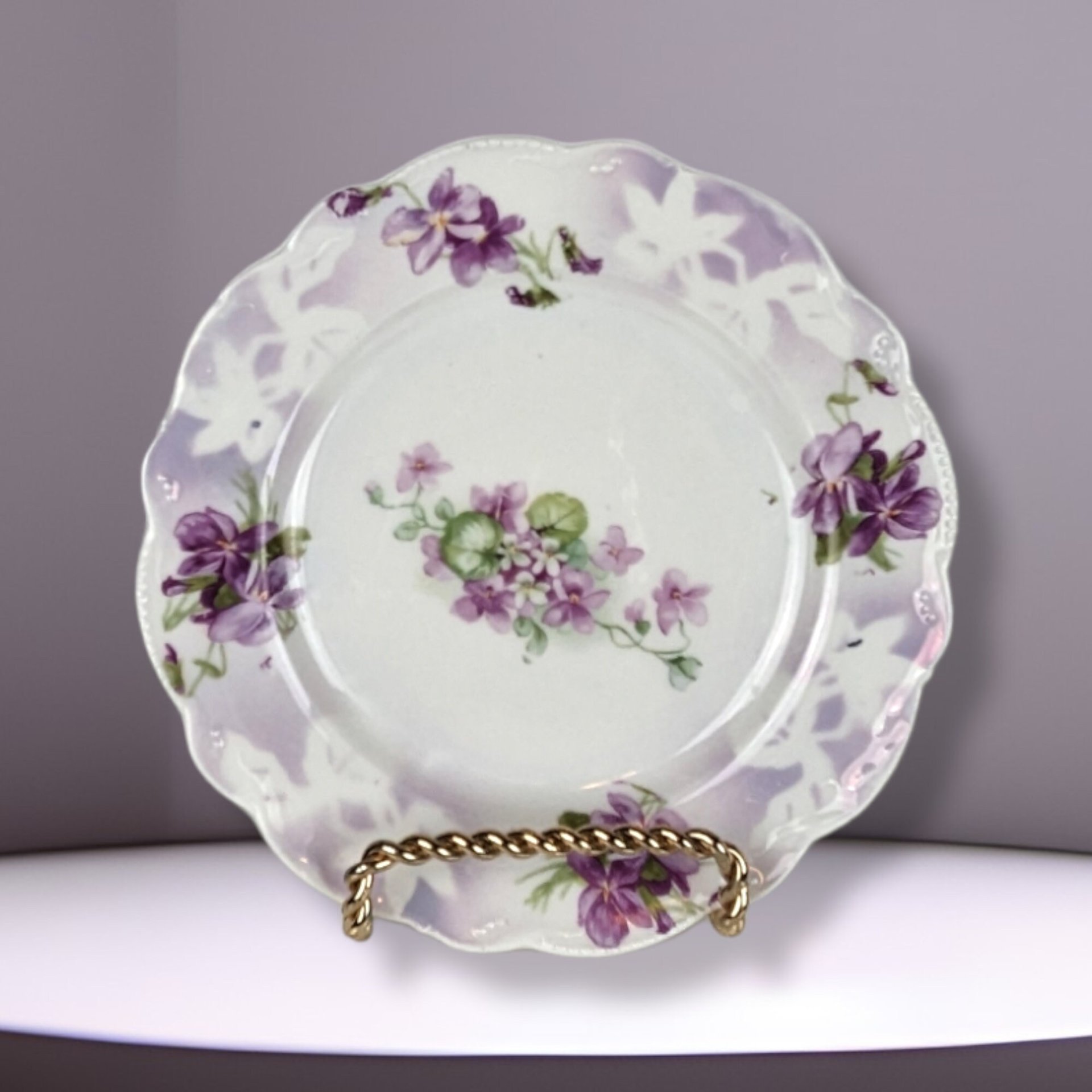 Pair of Schoenberg Germany Purple Floral Plates