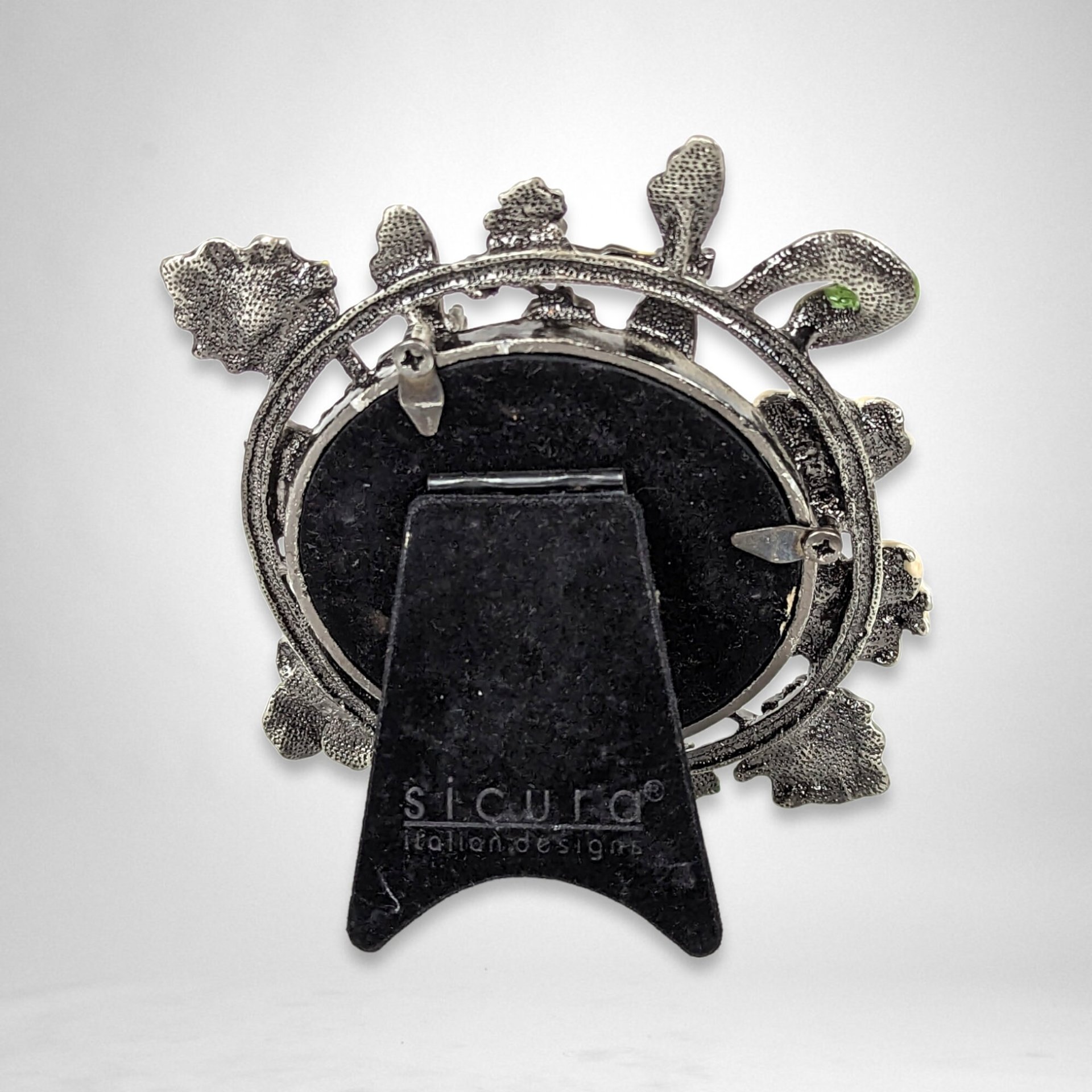 Sicura Italian Metal Picture Frame with Austrian Crystal and Enamel Dragonfly