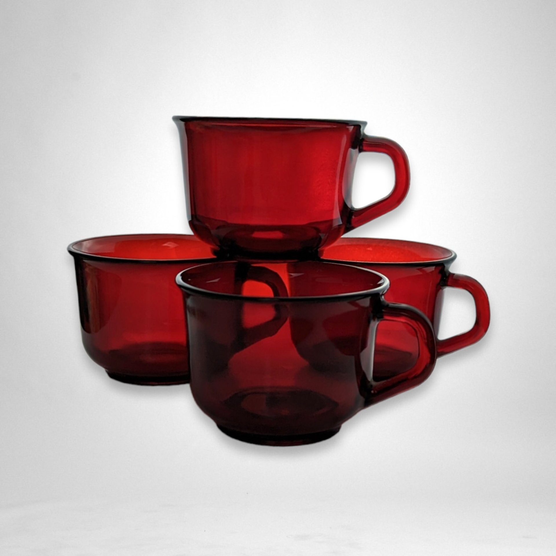Set of 4 Arcoroc Classique Ruby Red Mugs: Bold and Beautiful Beverage Cups