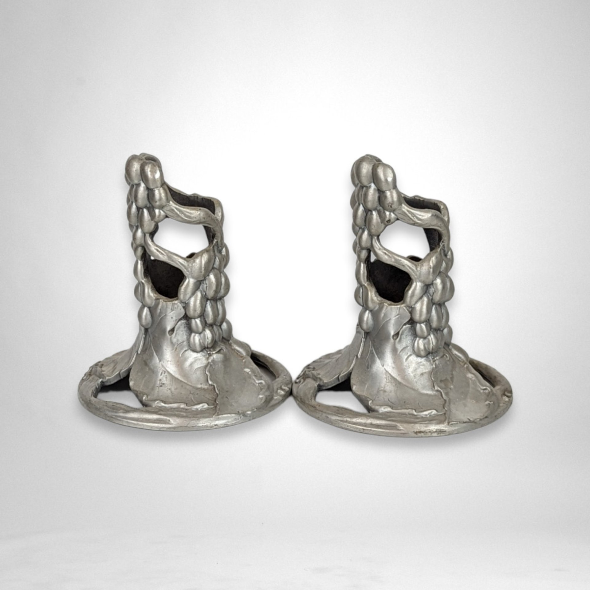 Pair of Vintage 1989 Seagull Pewter Candlestick Holders, Made in Canada, 3.25" Tall, Excellent Condition