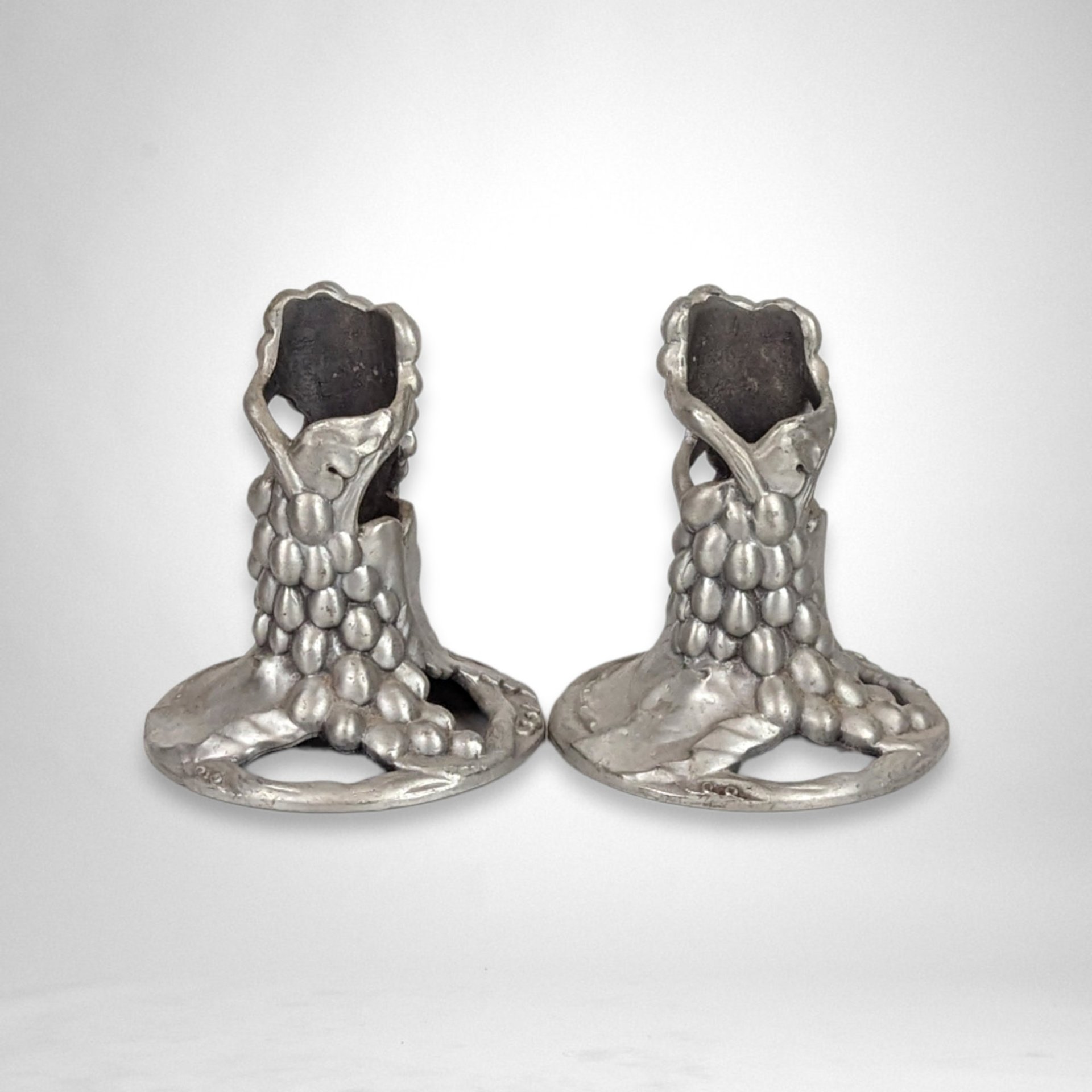 Pair of Vintage 1989 Seagull Pewter Candlestick Holders, Made in Canada, 3.25" Tall, Excellent Condition