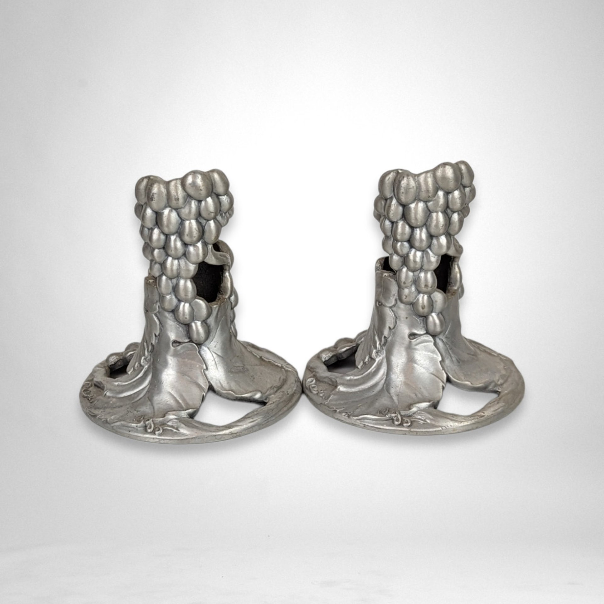 Pair of Vintage 1989 Seagull Pewter Candlestick Holders, Made in Canada, 3.25" Tall, Excellent Condition