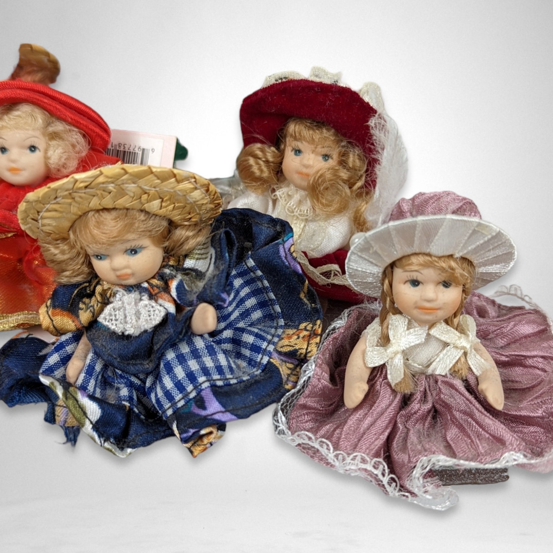 Charming Vintage Porcelain Girl Dolls - Set of 4 (5" Each) or 16 (2.5" Each) - Your Choice