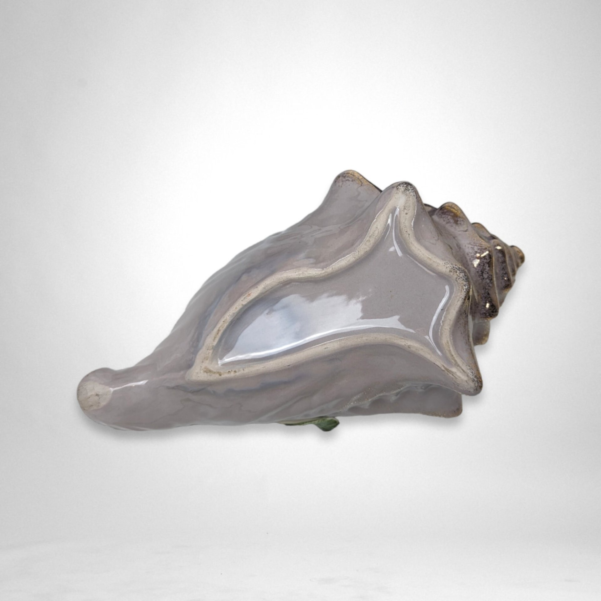 Vintage Purple Conch Planter | Pink Rose Accent | Ceramic Seashell Decoration | Coastal Decor | Beach House | Succulent Planter