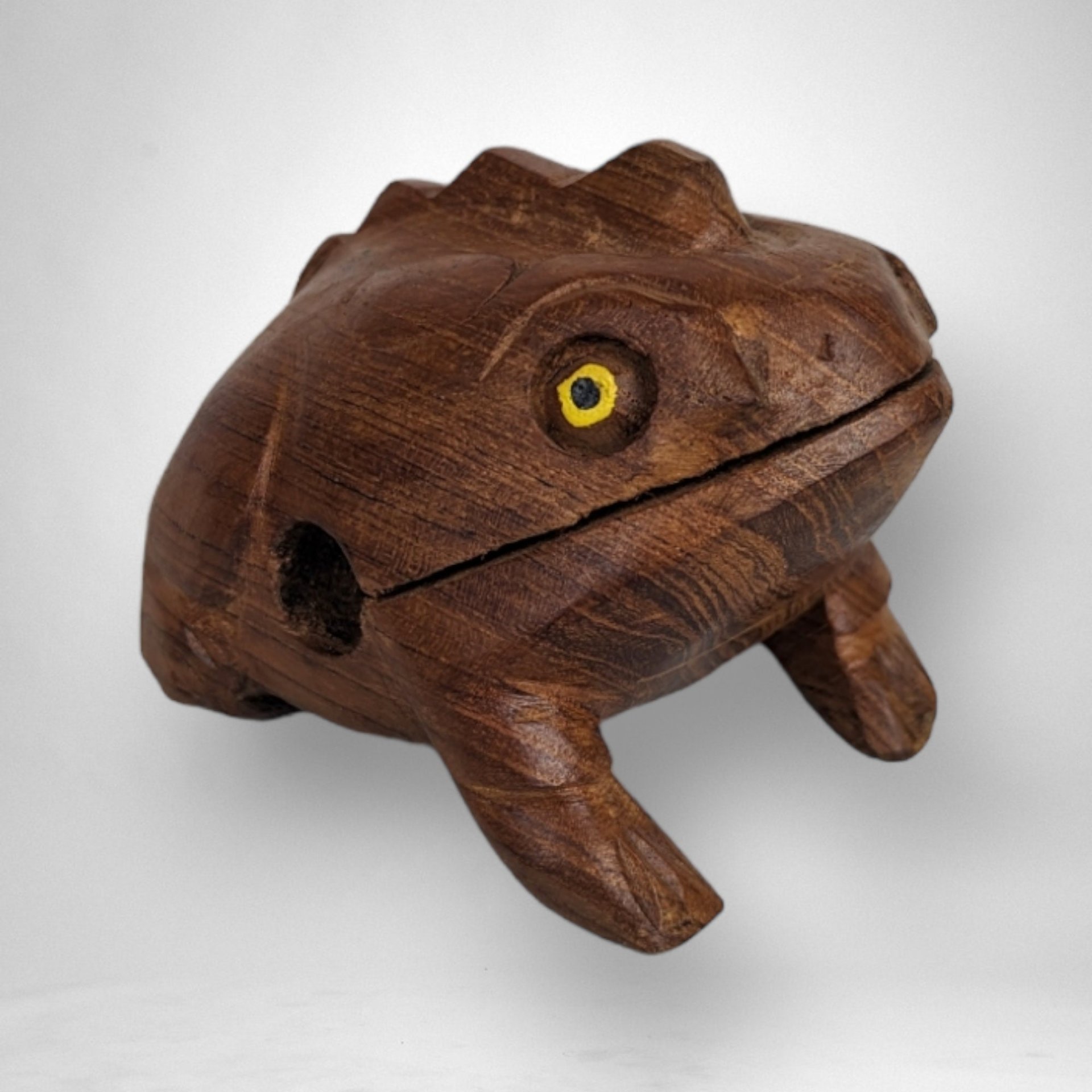 Vintage Carved Wooden Frog Percussion Instrument (Missing Pole)