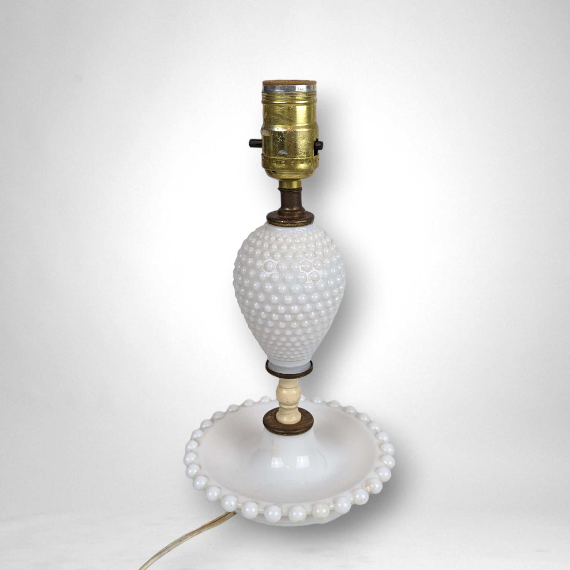 Add Vintage Charm with a Milk Glass Hobnail Boudoir Lamp, Perfect for Nightstand or Vanity