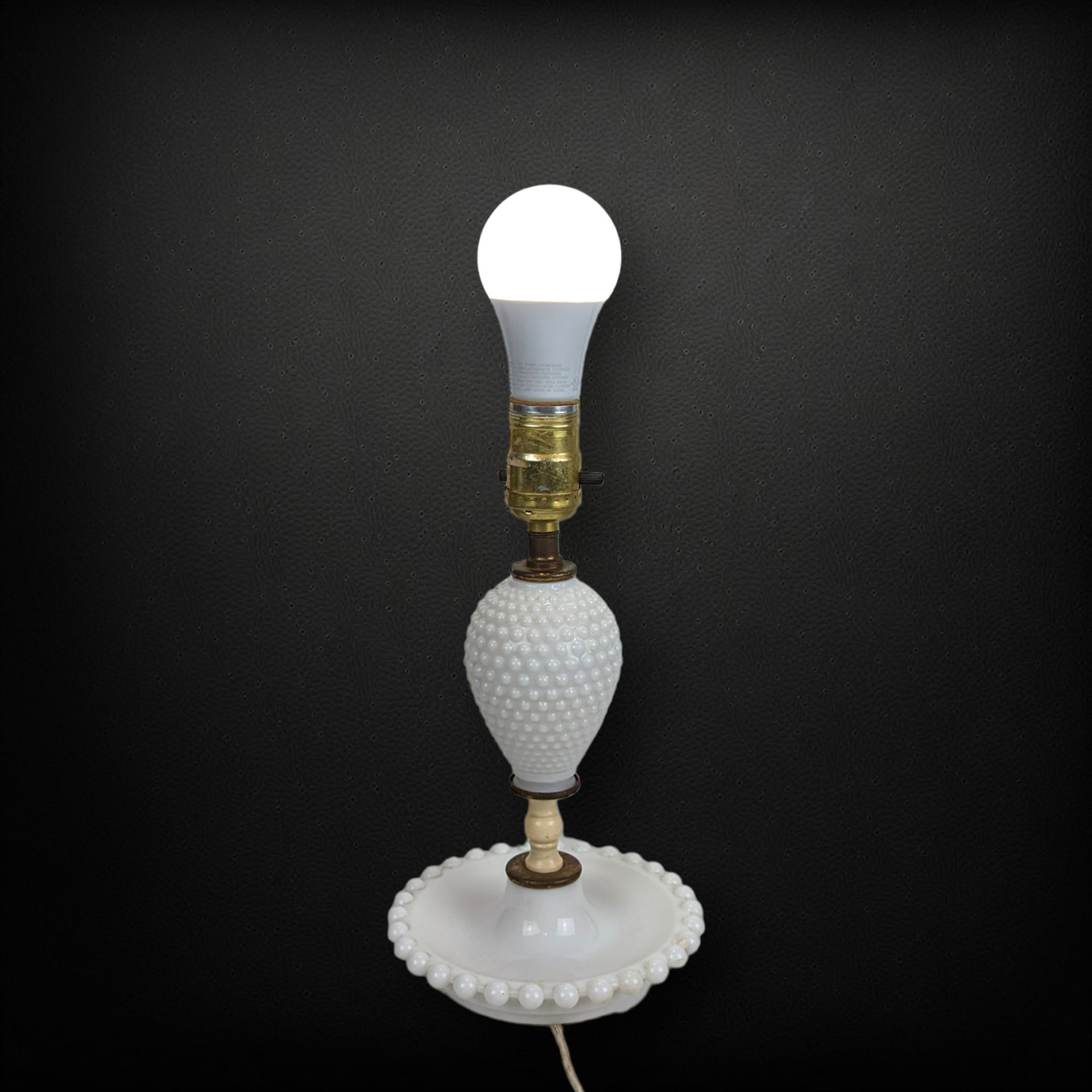 Add Vintage Charm with a Milk Glass Hobnail Boudoir Lamp, Perfect for Nightstand or Vanity