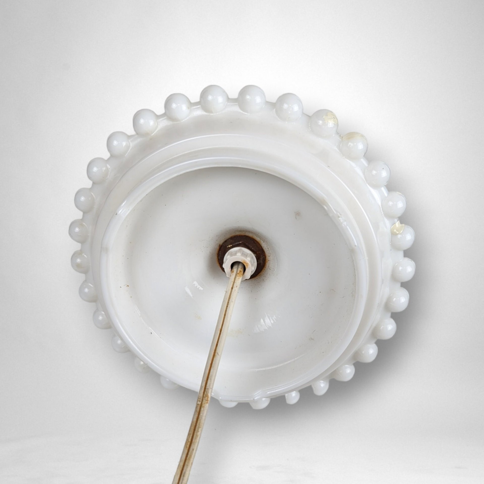Add Vintage Charm with a Milk Glass Hobnail Boudoir Lamp, Perfect for Nightstand or Vanity