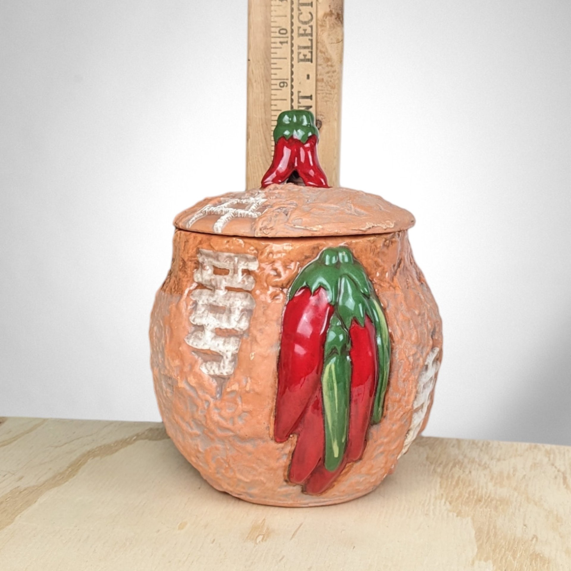 Milagro Pottery Southwestern Canister with Peppers Design