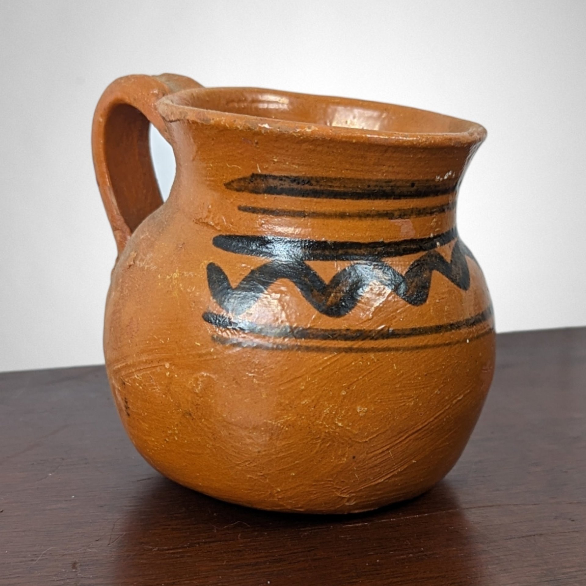 Pair of Vintage Mexican Pottery Mugs with Hand-Painted Designs, Perfect for Home Decor or Gifts